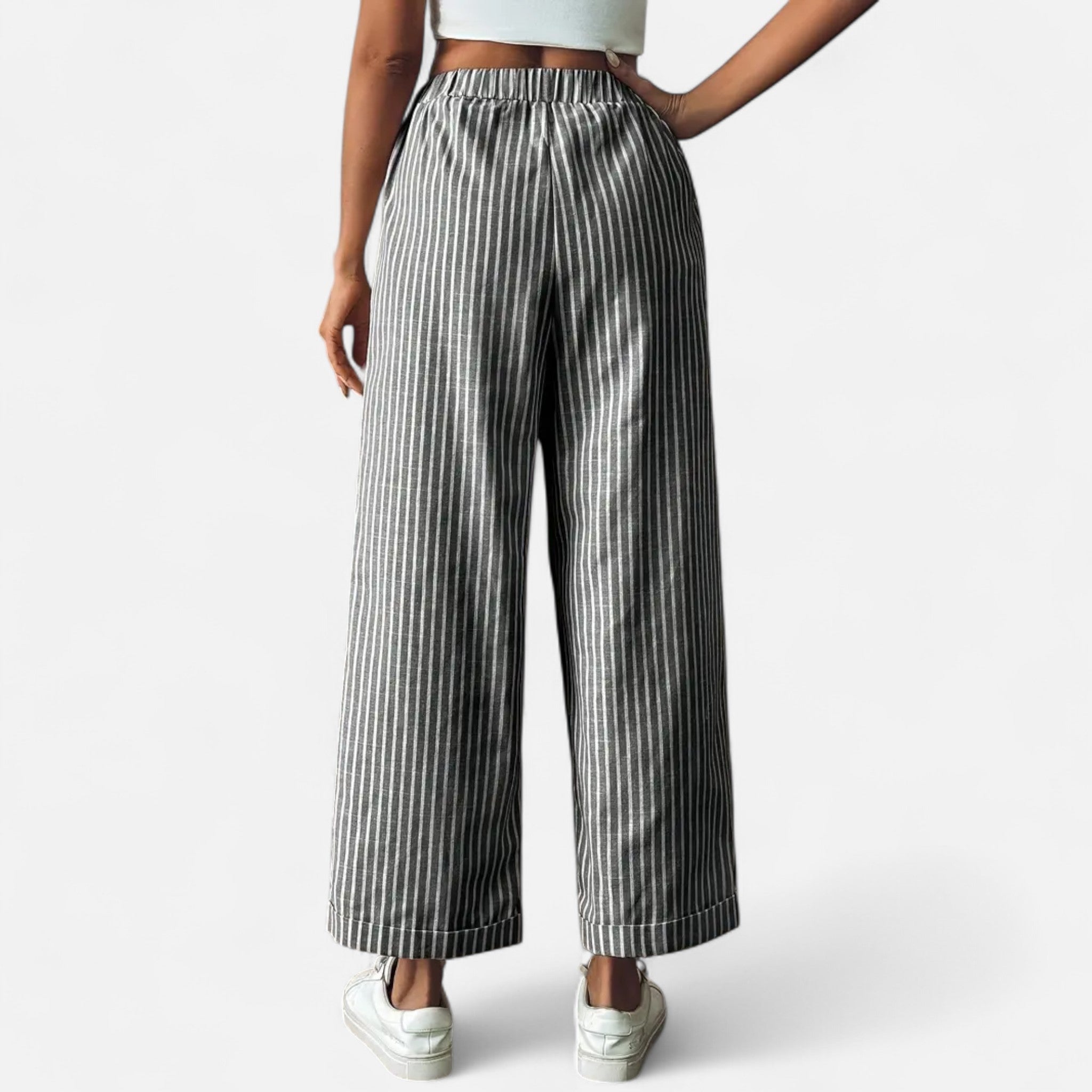 Cariova Mode | Women’s Wide-Leg Stripe Trousers – Riviera Elegance