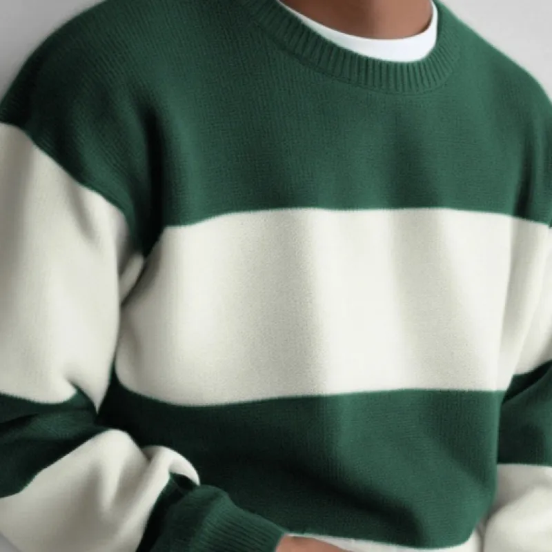 Cariova Mode I Men's Round Neck Striped Sweater