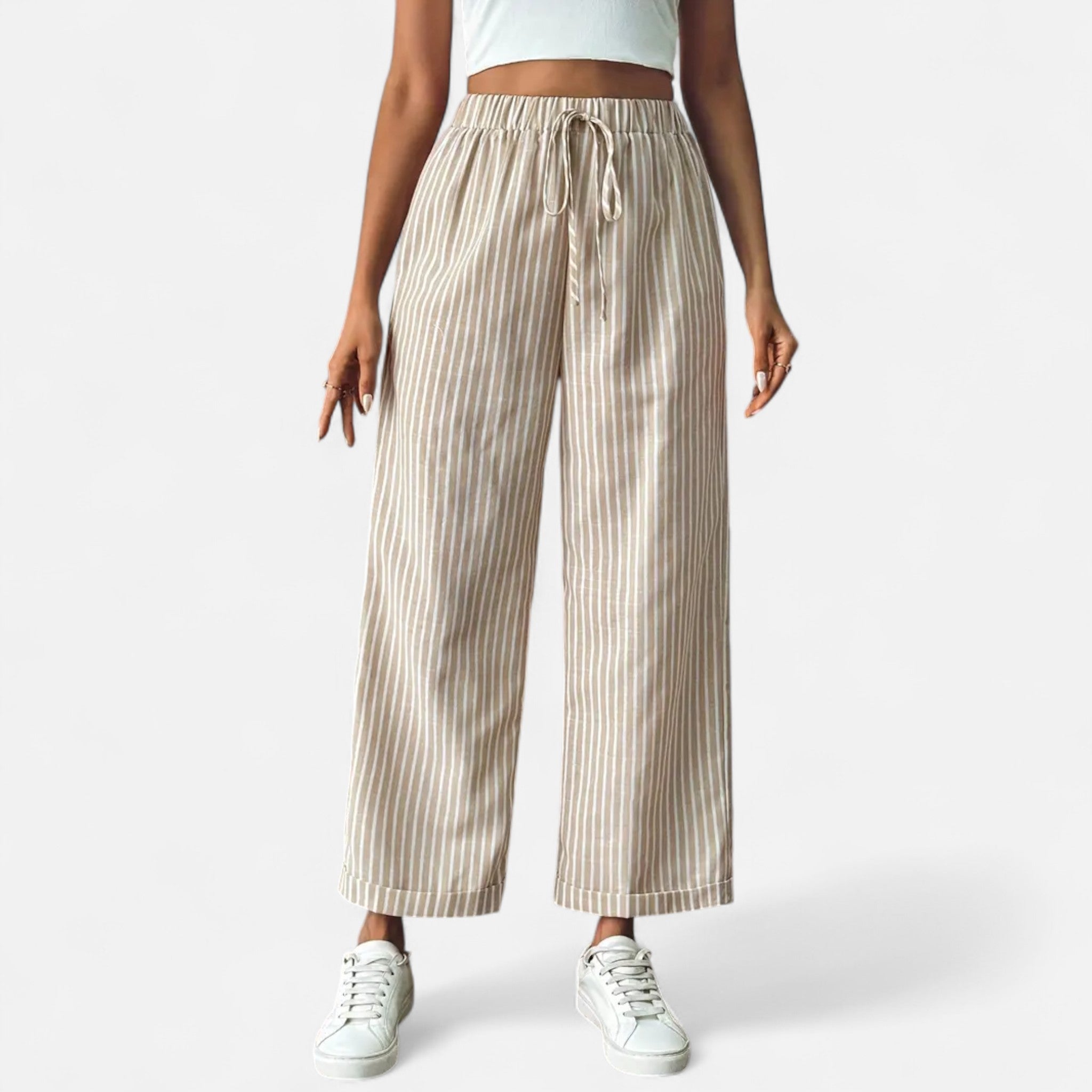 Cariova Mode | Women’s Wide-Leg Stripe Trousers – Riviera Elegance