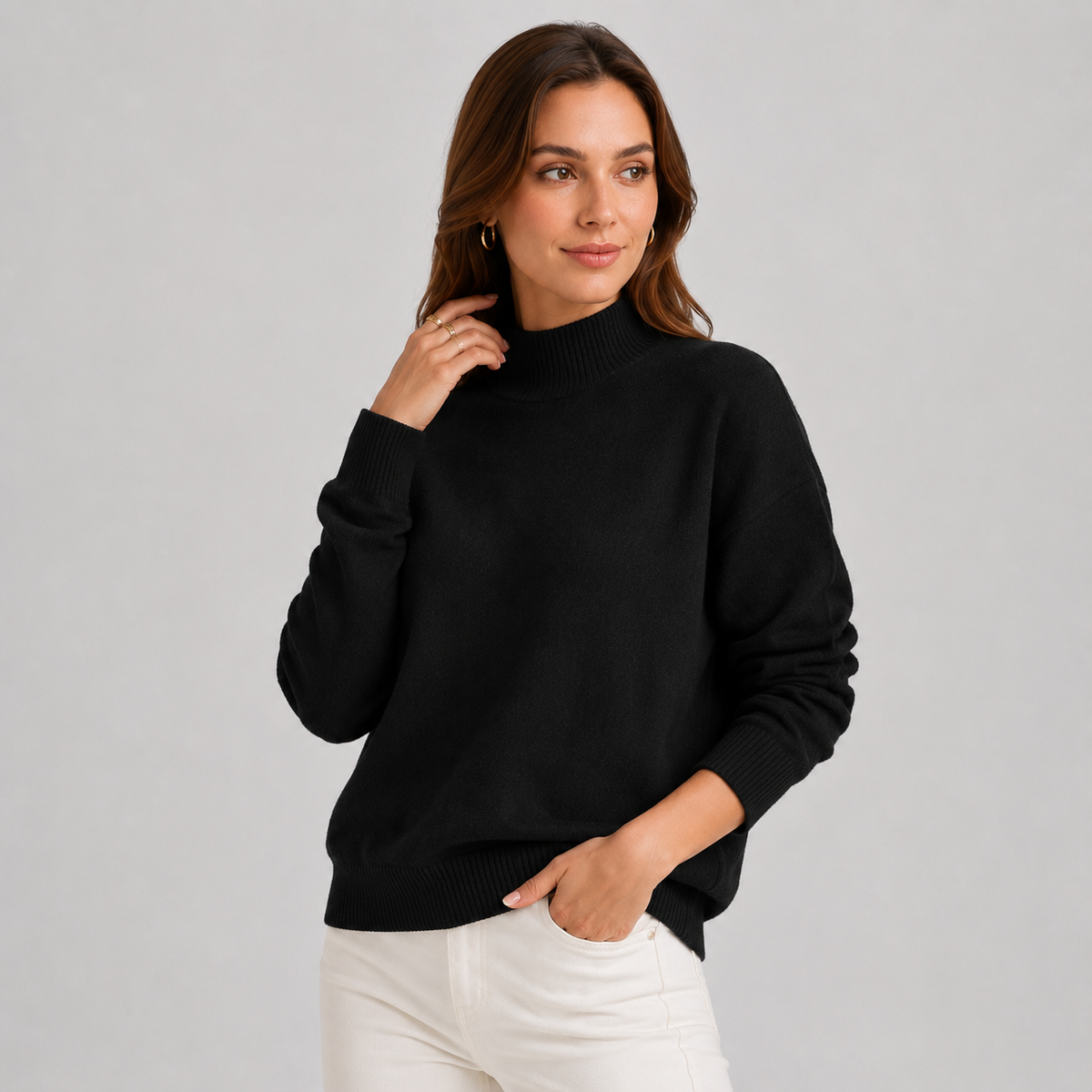 Cariova Mode I Women's Sweater – Polyester Solid Color Long Sleeve Pullover