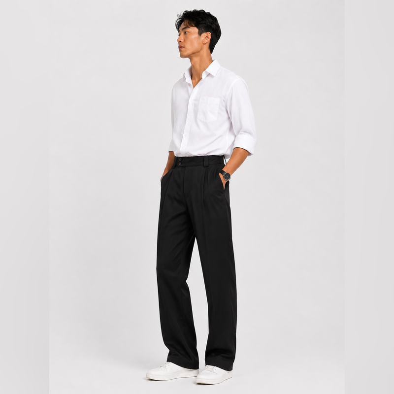 Cariova Mode I Men’s Bamboo Fiber Pants High Waist Straight Leg Cropped