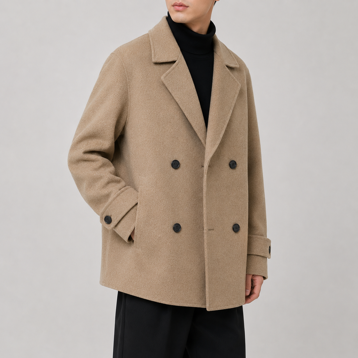 Cariova Mode I Men's Trench Coat Wool Blend Slim Fit Classic Fall Outerwear