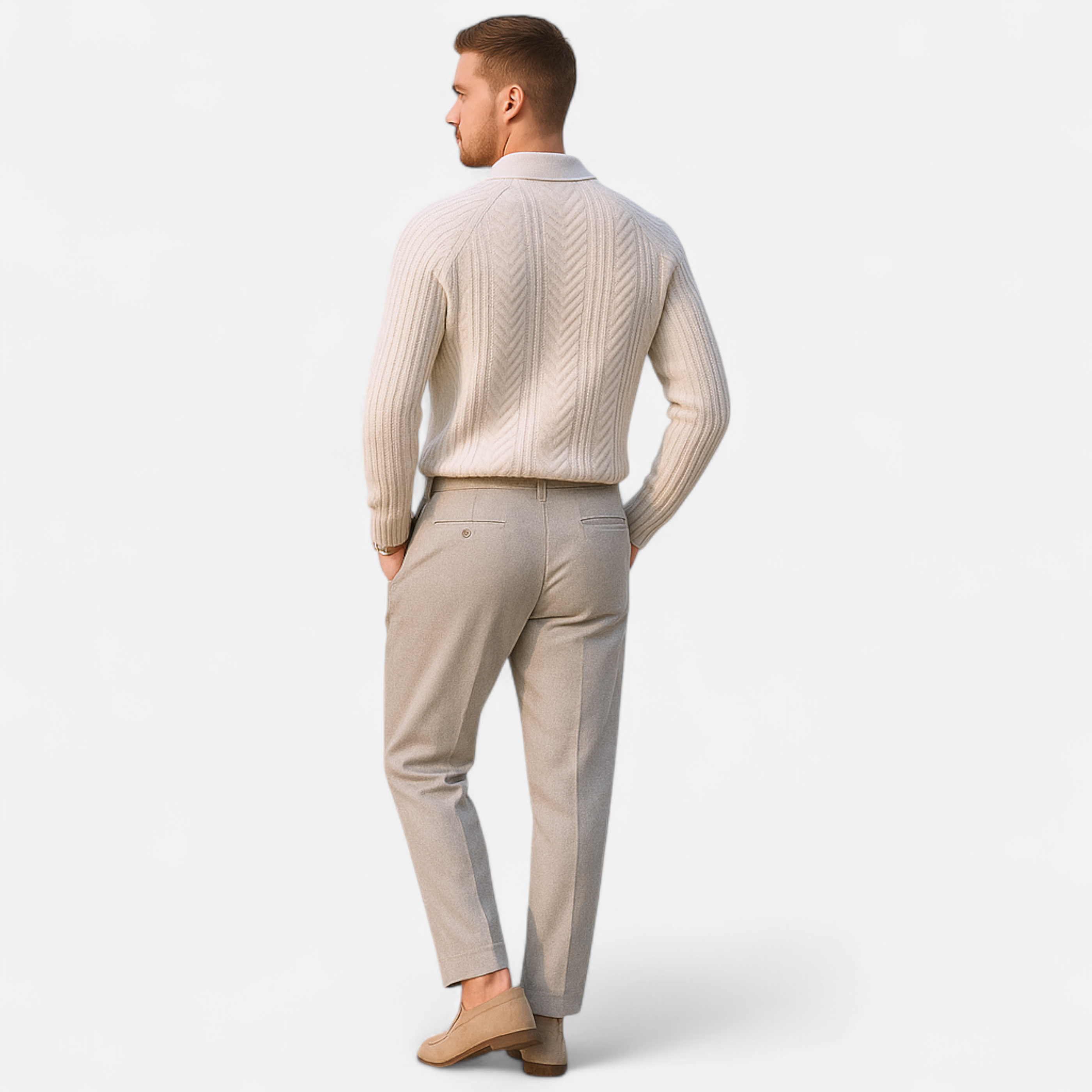 Cariova Mode | Men’s Retro Cable Knit Shirt – Heritage Style
