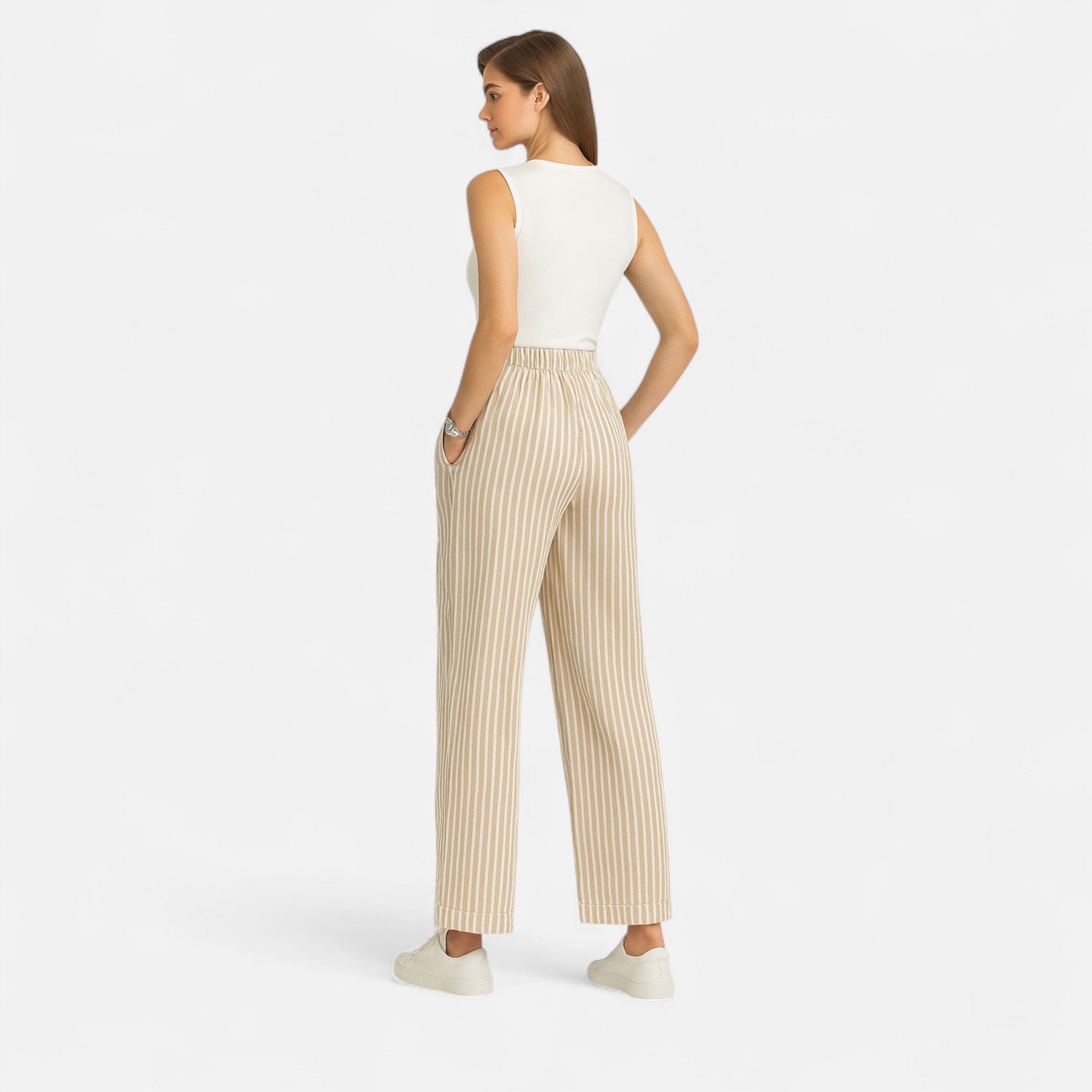 Cariova Mode | Women’s Wide-Leg Stripe Trousers – Riviera Elegance
