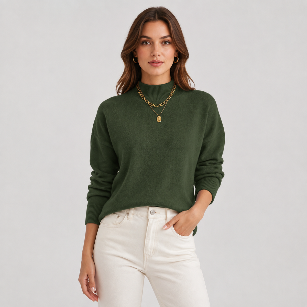 Cariova Mode I Women's Sweater – Polyester Solid Color Long Sleeve Pullover