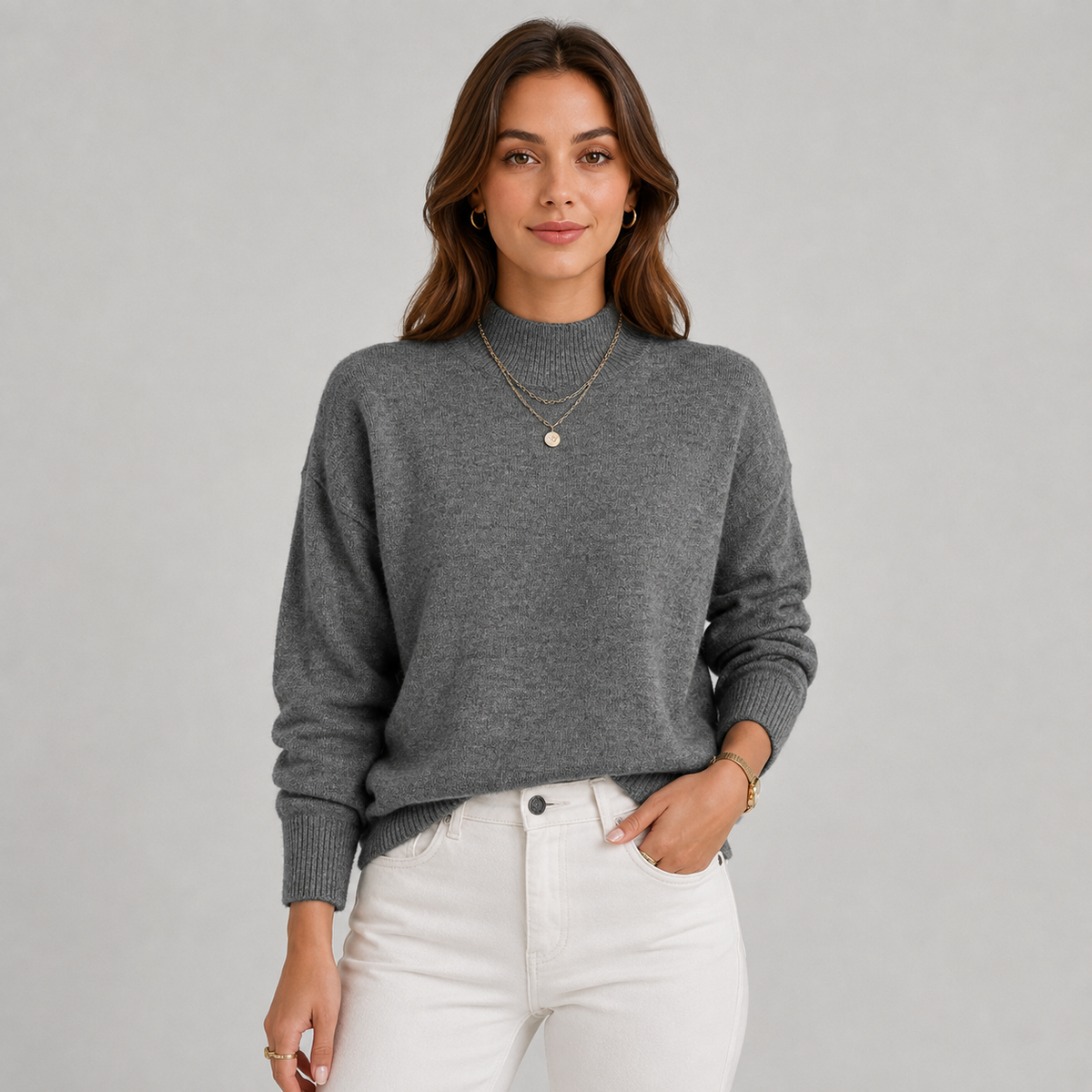 Cariova Mode I Women's Sweater – Polyester Solid Color Long Sleeve Pullover