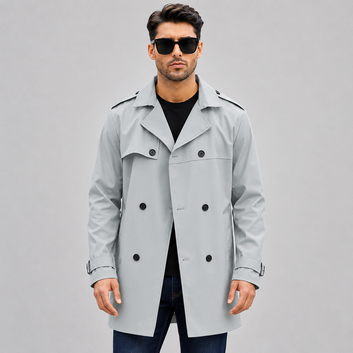 Cariova Mode I Men's Long Belted Overcoat - Classic Regular Fit