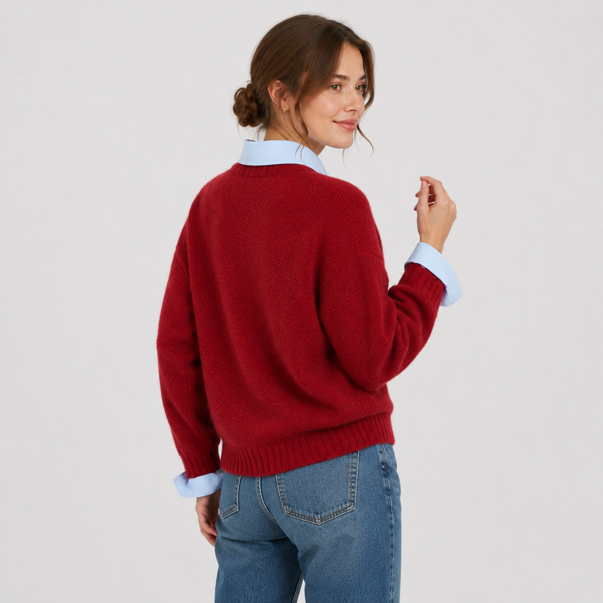 Cariova Mode I Women's Loose Fit Knit Sweater Classic Gray Pullover