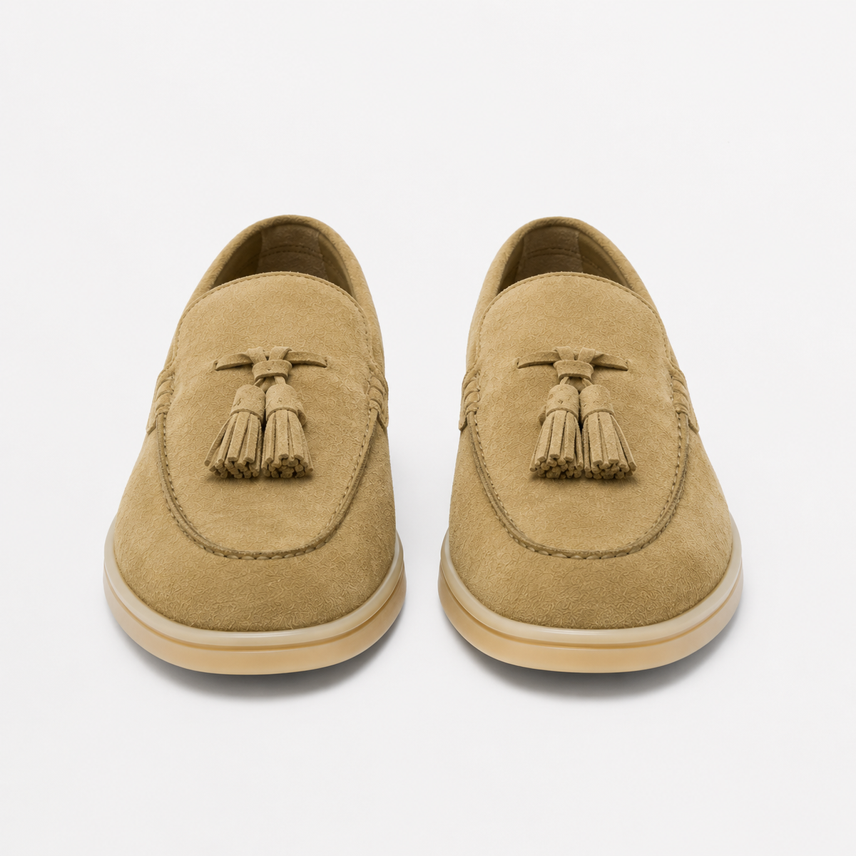 Cariova Mode I Women's Loafers Suede Leather-Lined Tassel Shoes - Taupe