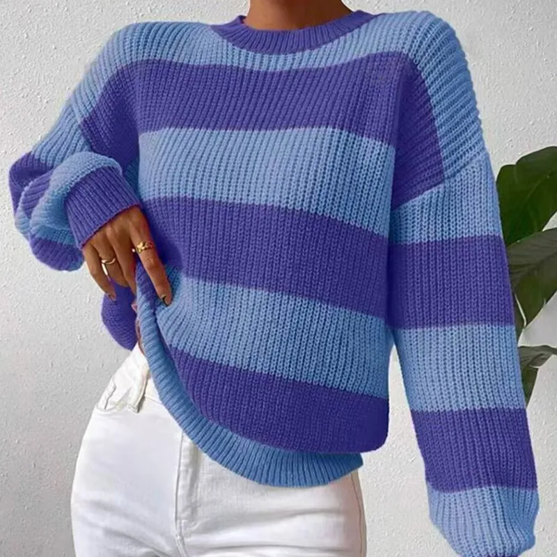 Cariova Mode | Women's Round Neck Striped Sweater