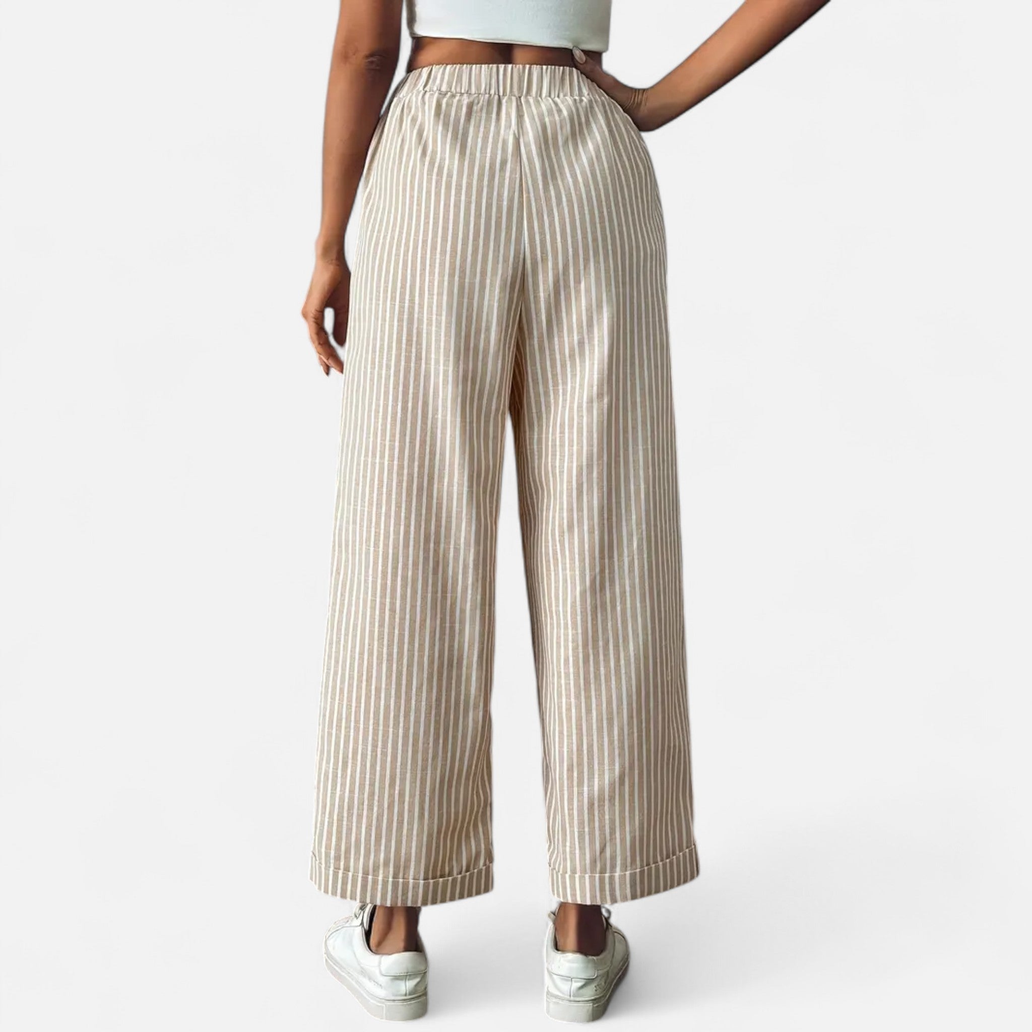 Cariova Mode | Women’s Wide-Leg Stripe Trousers – Riviera Elegance