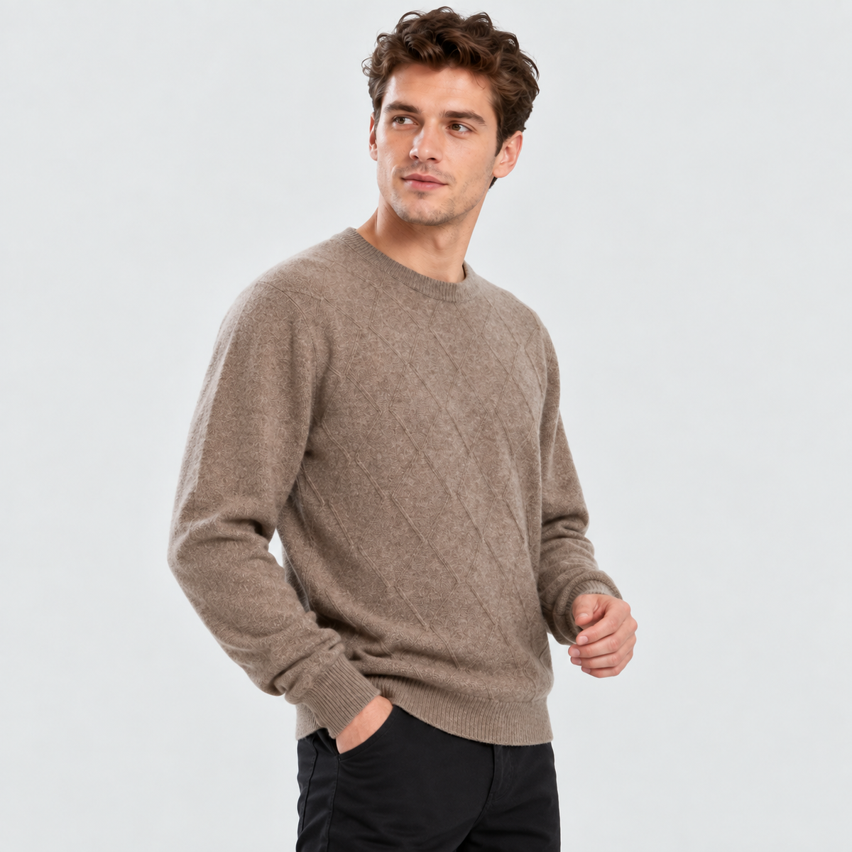 Cariova Mode I Men's Wool Pullover Sweater - Lightweight Relaxed Fit