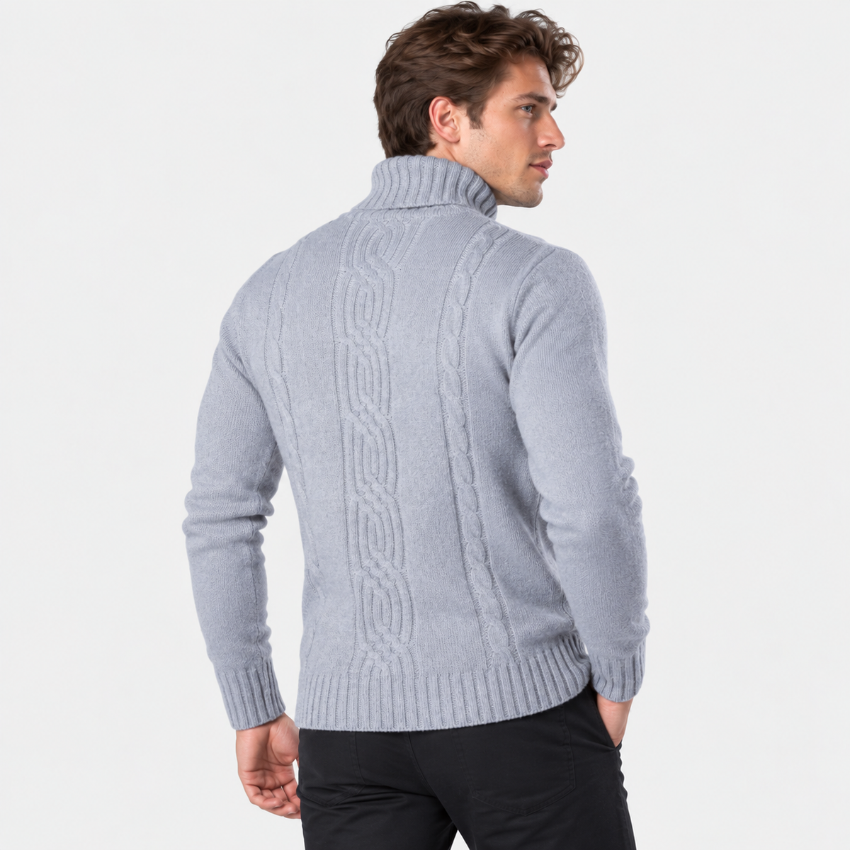 Cariova Mode I Men's Jacquard High Neck Sweater - Slim Fit Long Sleeve