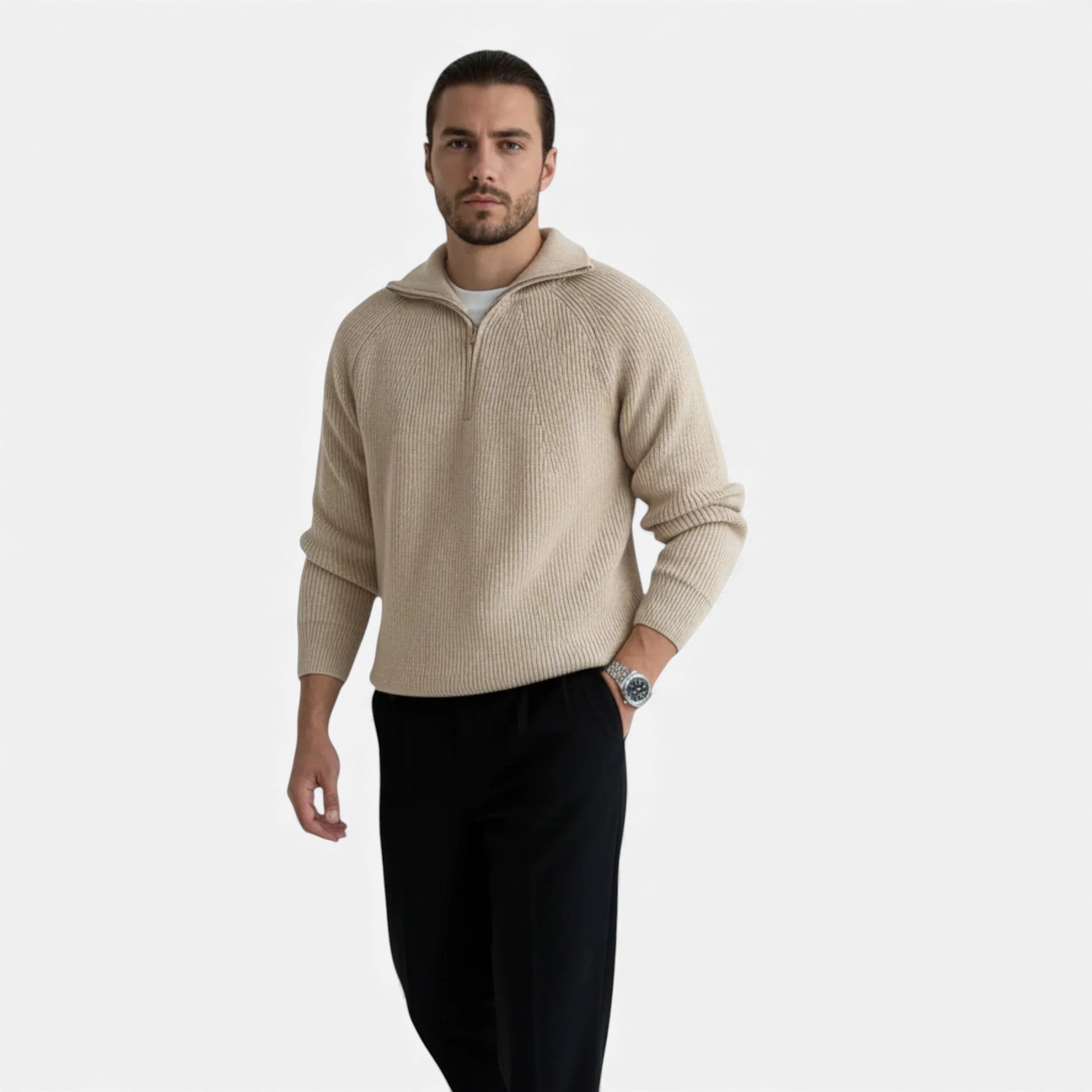 Cariova Mode | Men’s Heritage Knit Zipped Sweater
