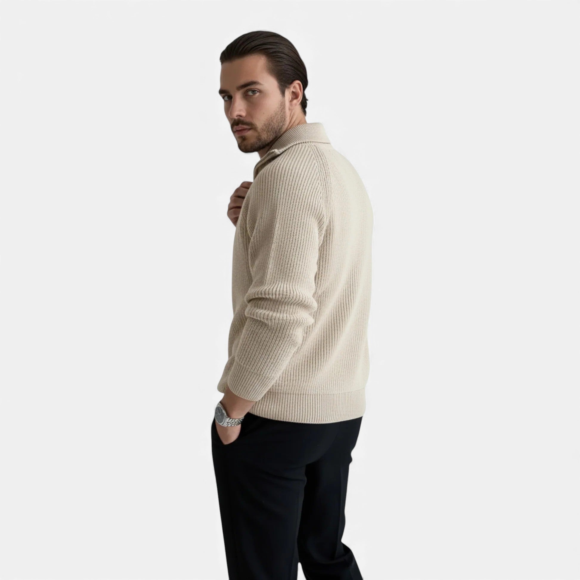 Cariova Mode | Men’s Heritage Knit Zipped Sweater