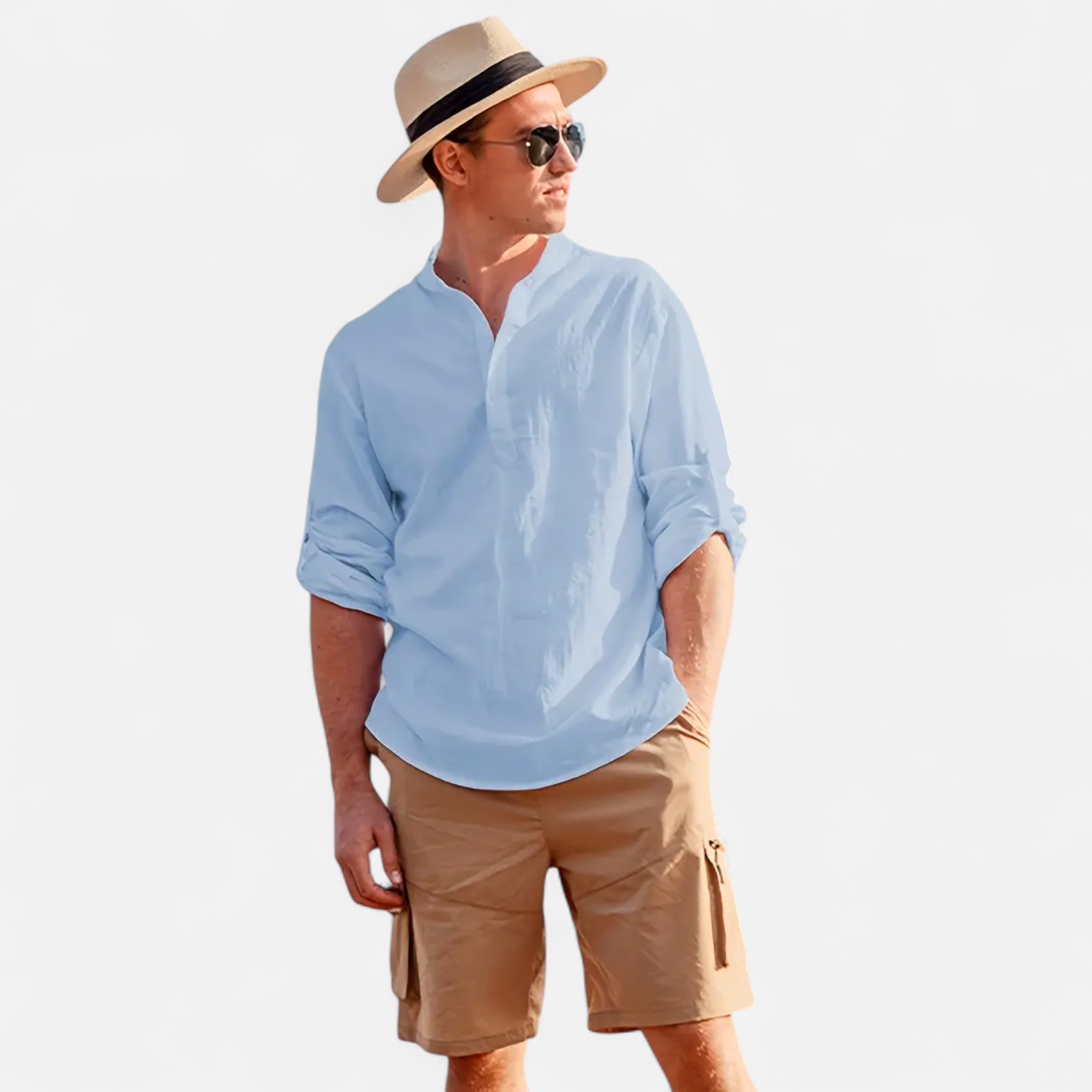 Cariova Mode | Men’s Linen Henley Shirt – Riviera Leisure