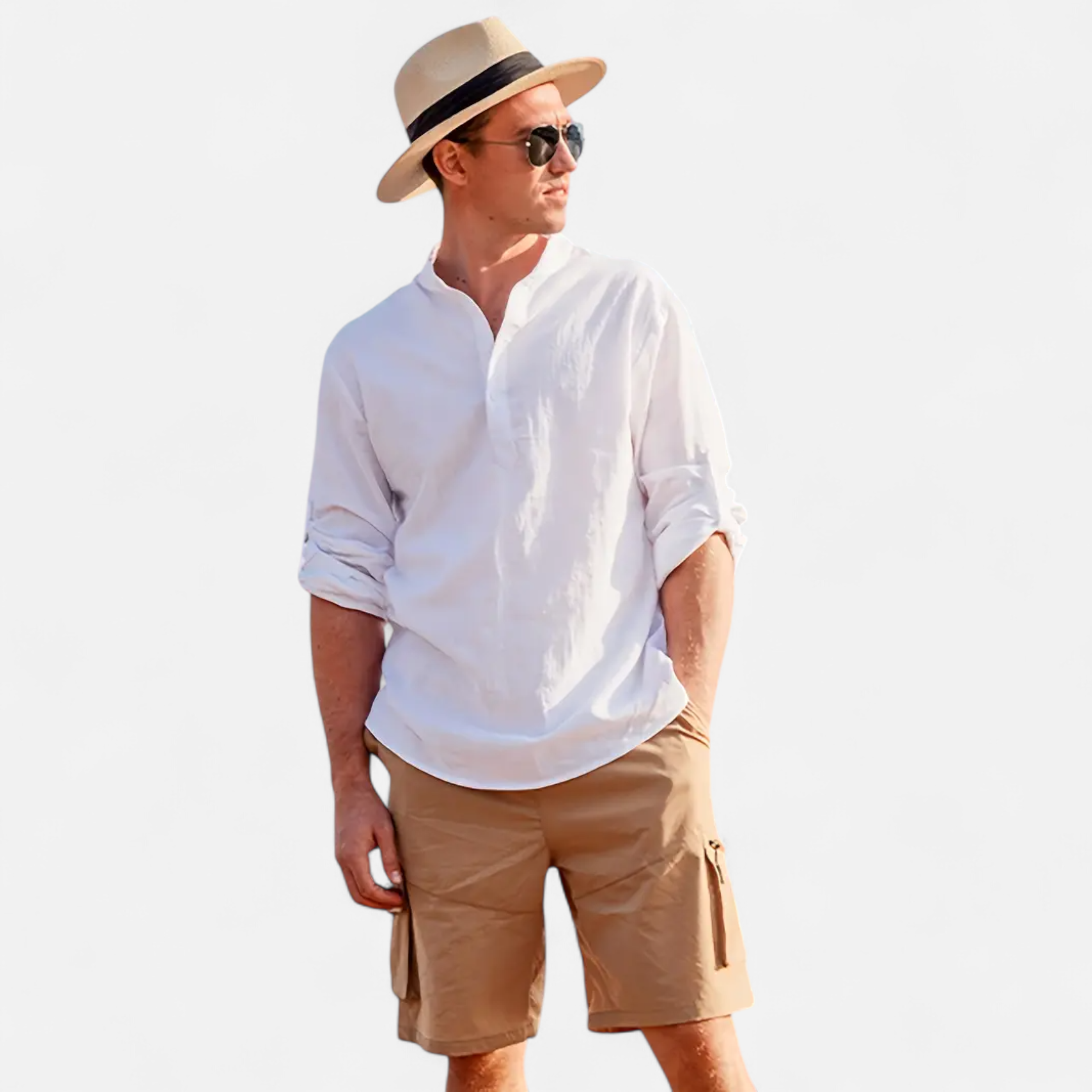Cariova Mode | Men’s Linen Henley Shirt – Riviera Leisure