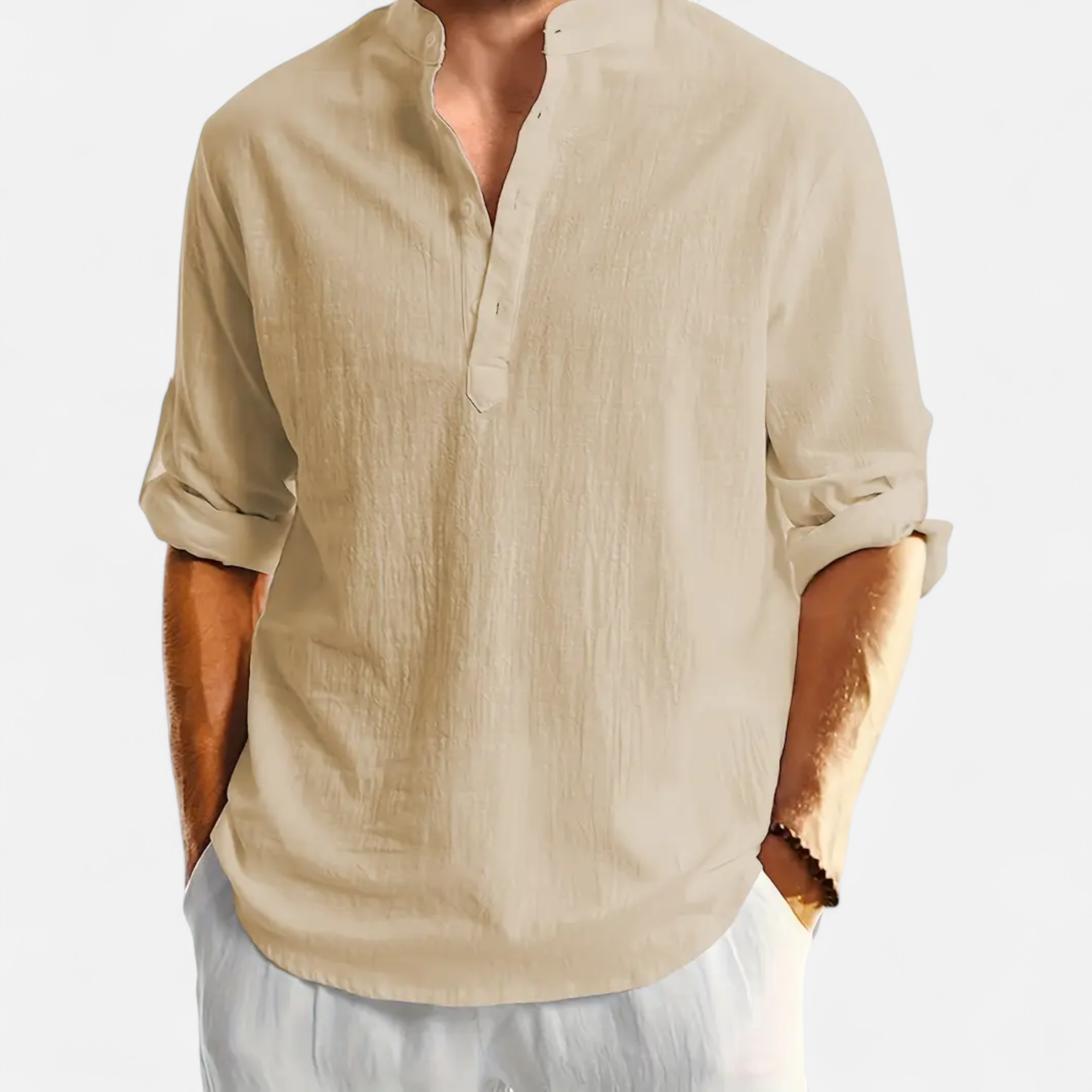 Cariova Mode | Men’s Linen Henley Shirt – Riviera Leisure