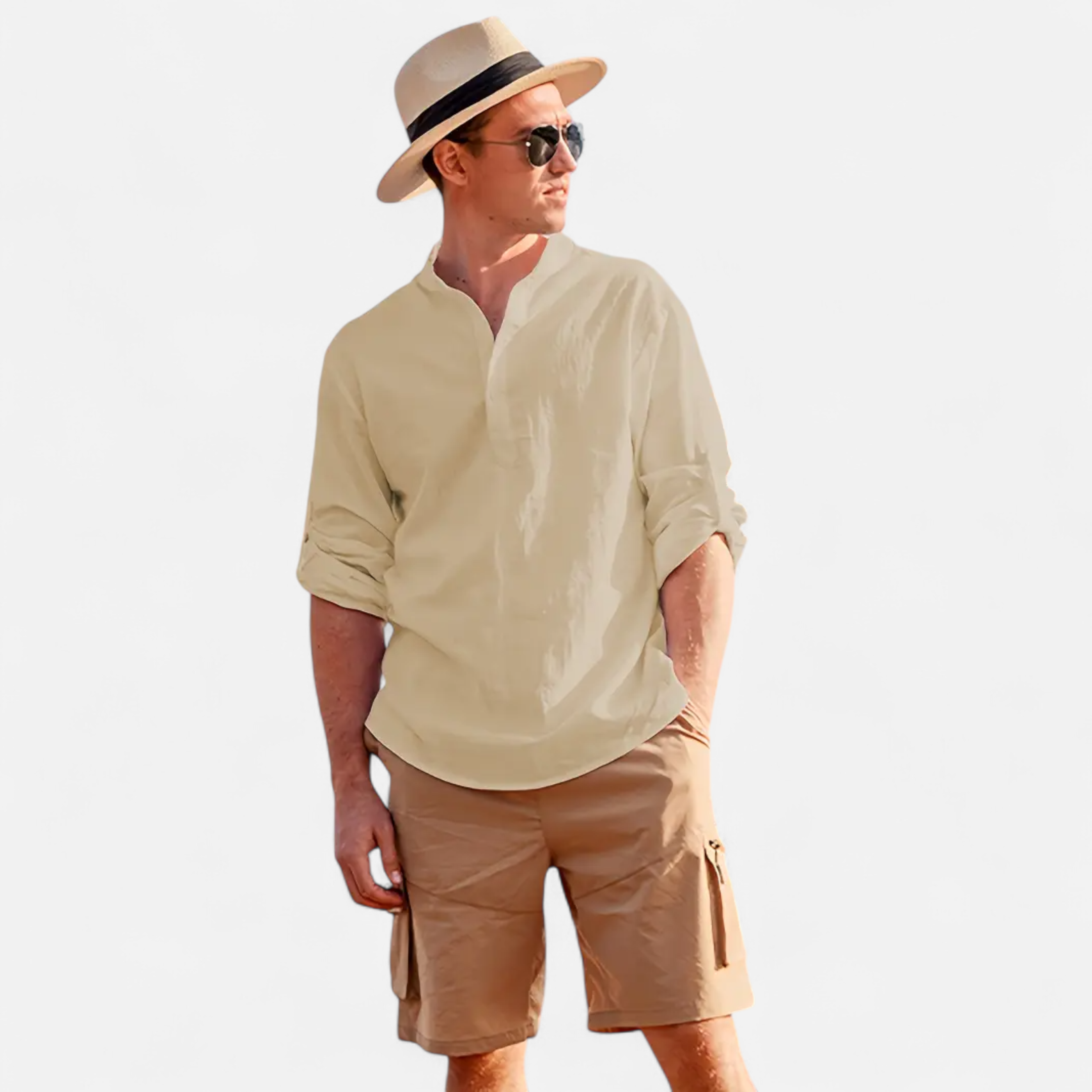 Cariova Mode | Men’s Linen Henley Shirt – Riviera Leisure