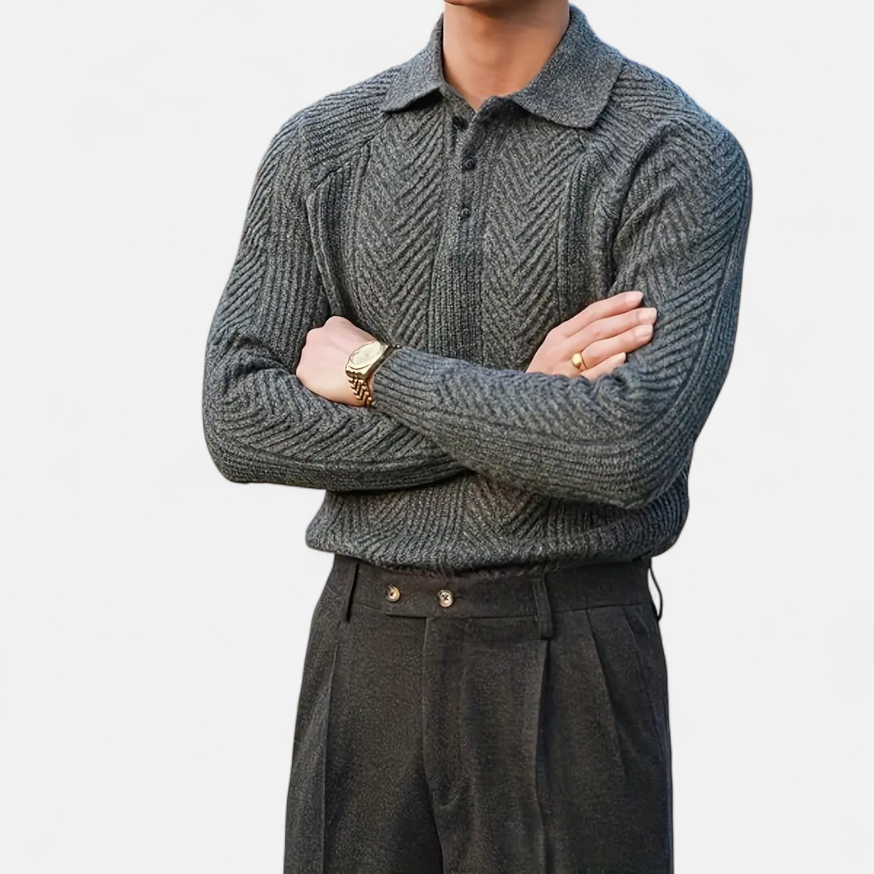 Cariova Mode | Men’s Retro Cable Knit Shirt – Heritage Style