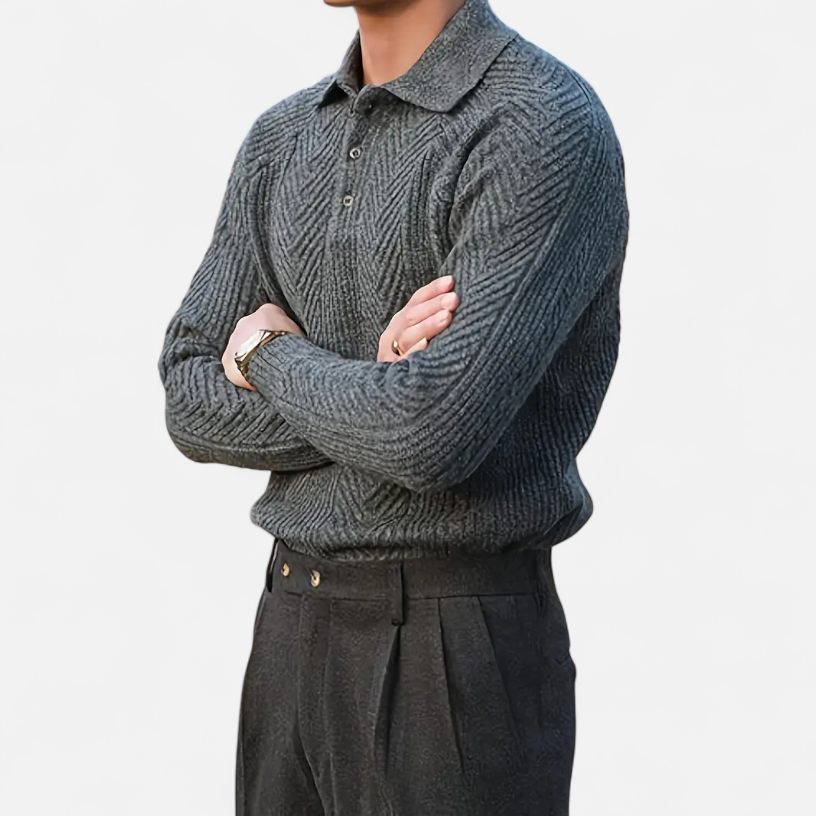 Cariova Mode | Men’s Retro Cable Knit Shirt – Heritage Style