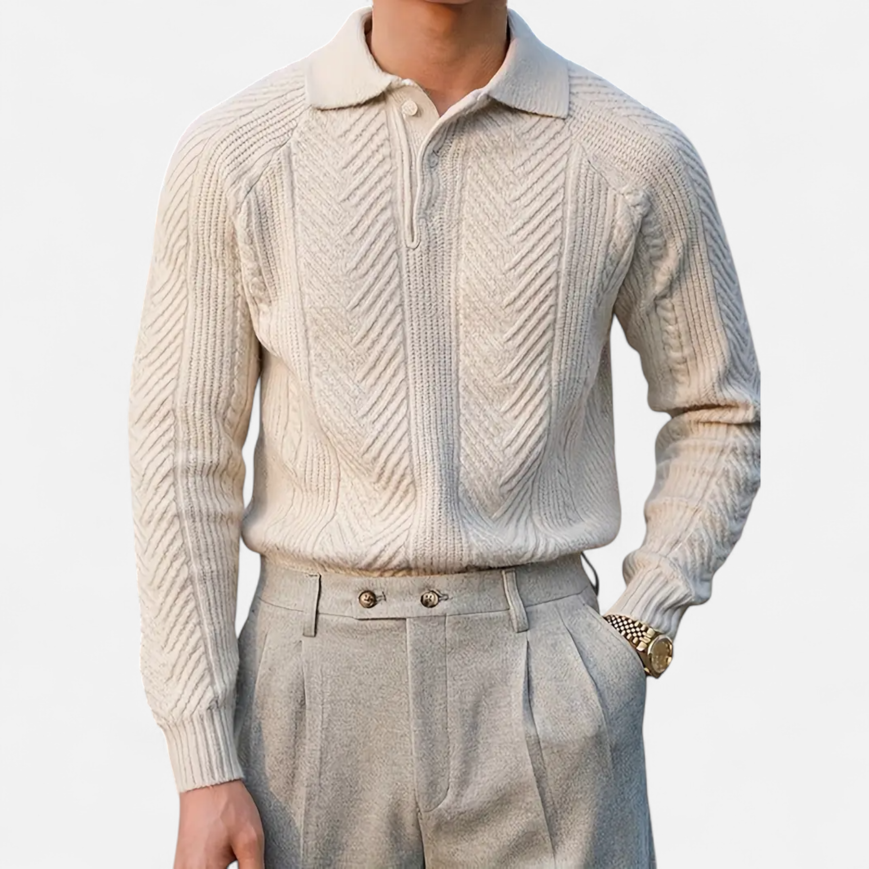 Cariova Mode | Men’s Retro Cable Knit Shirt – Heritage Style
