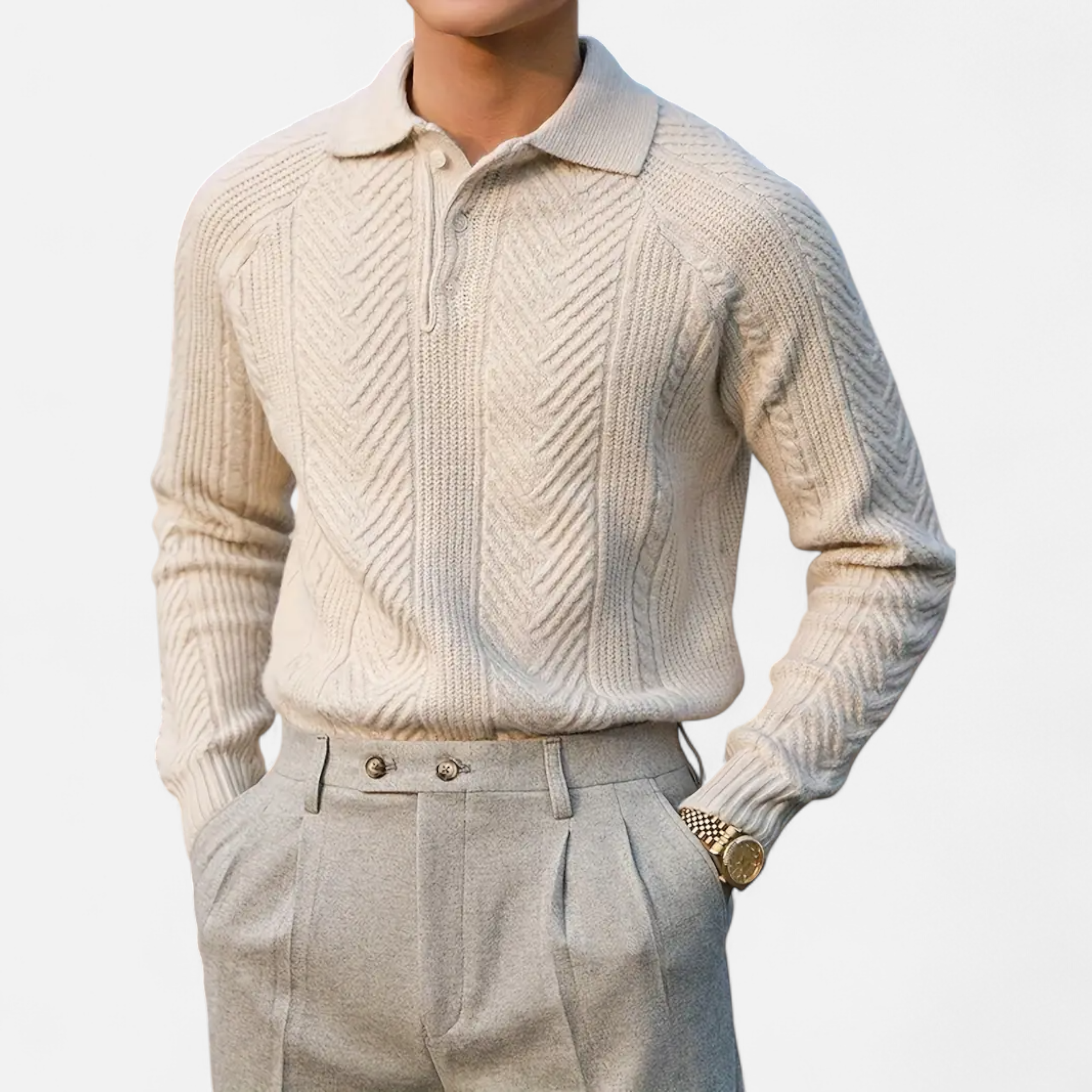 Cariova Mode | Men’s Retro Cable Knit Shirt – Heritage Style