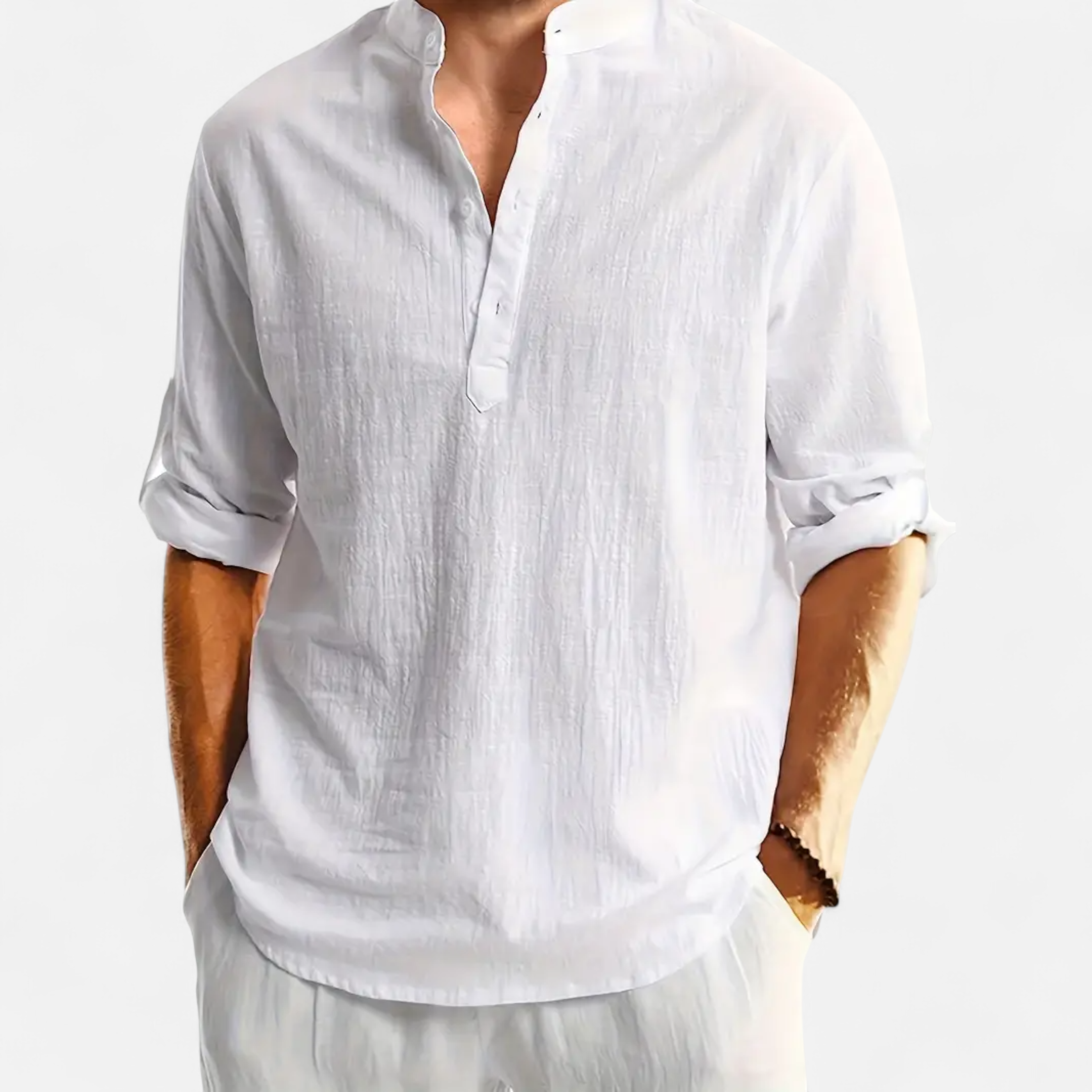 Cariova Mode | Men’s Linen Henley Shirt – Riviera Leisure