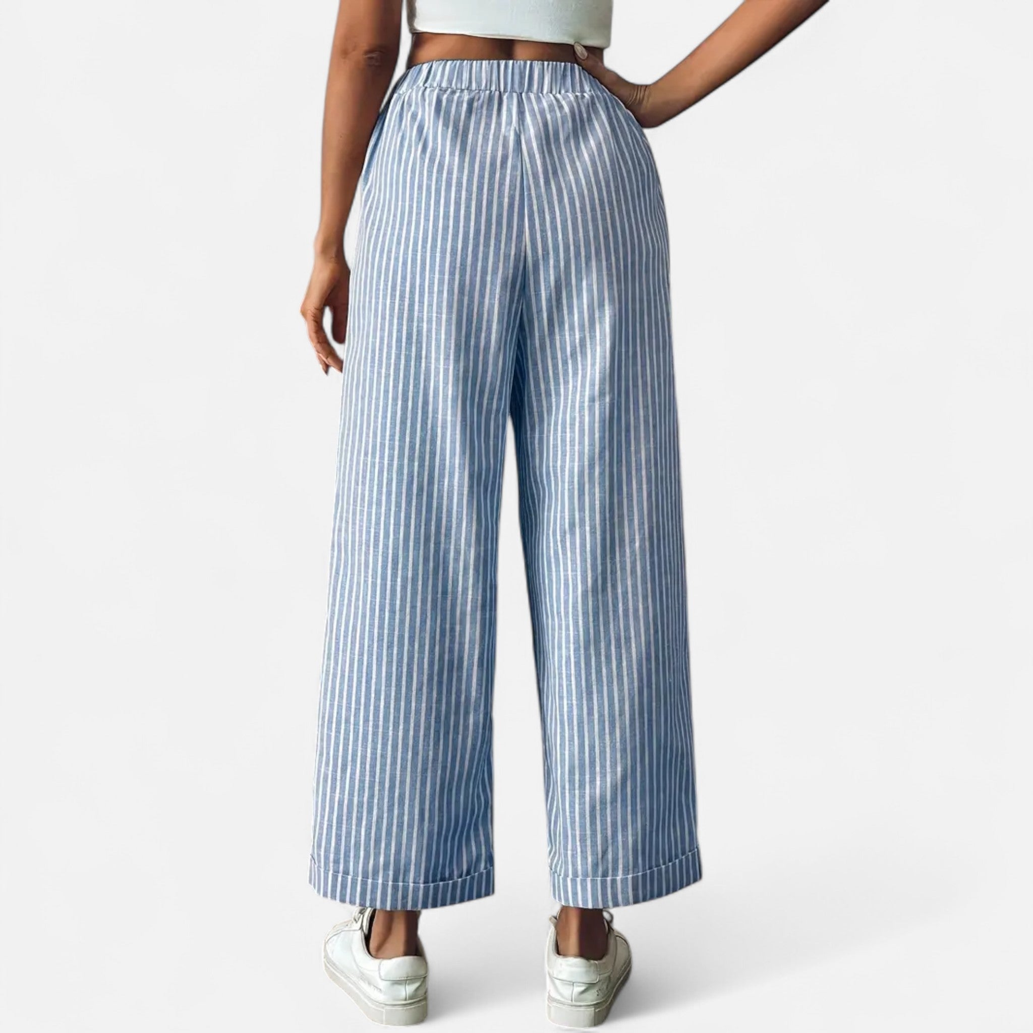 Cariova Mode | Women’s Wide-Leg Stripe Trousers – Riviera Elegance