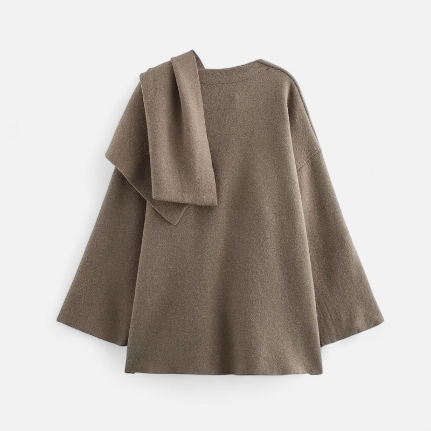 Cariova Mode | Women’s Woolen Sweater Asymmetric Scarf Detail