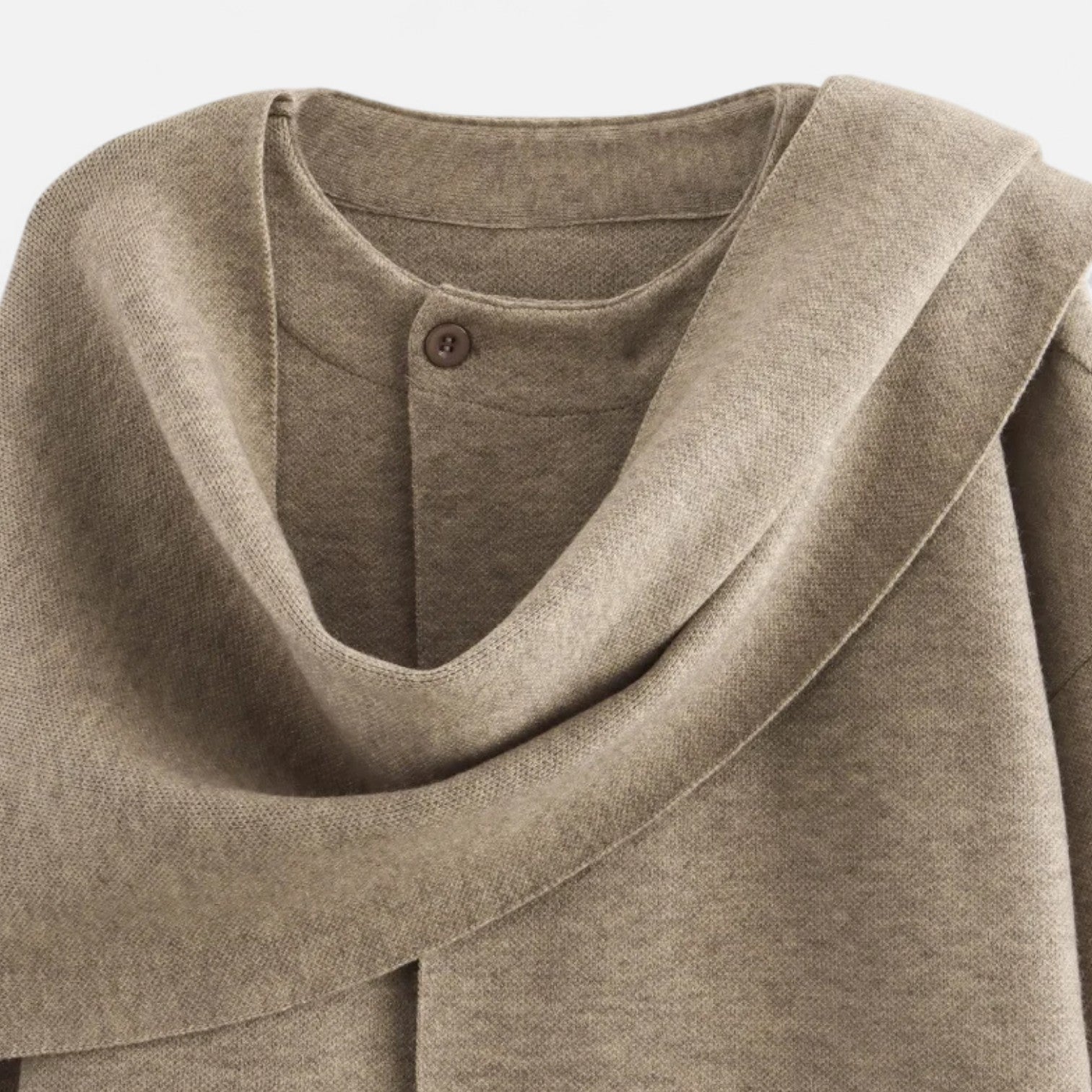 Cariova Mode | Women’s Woolen Sweater Asymmetric Scarf Detail