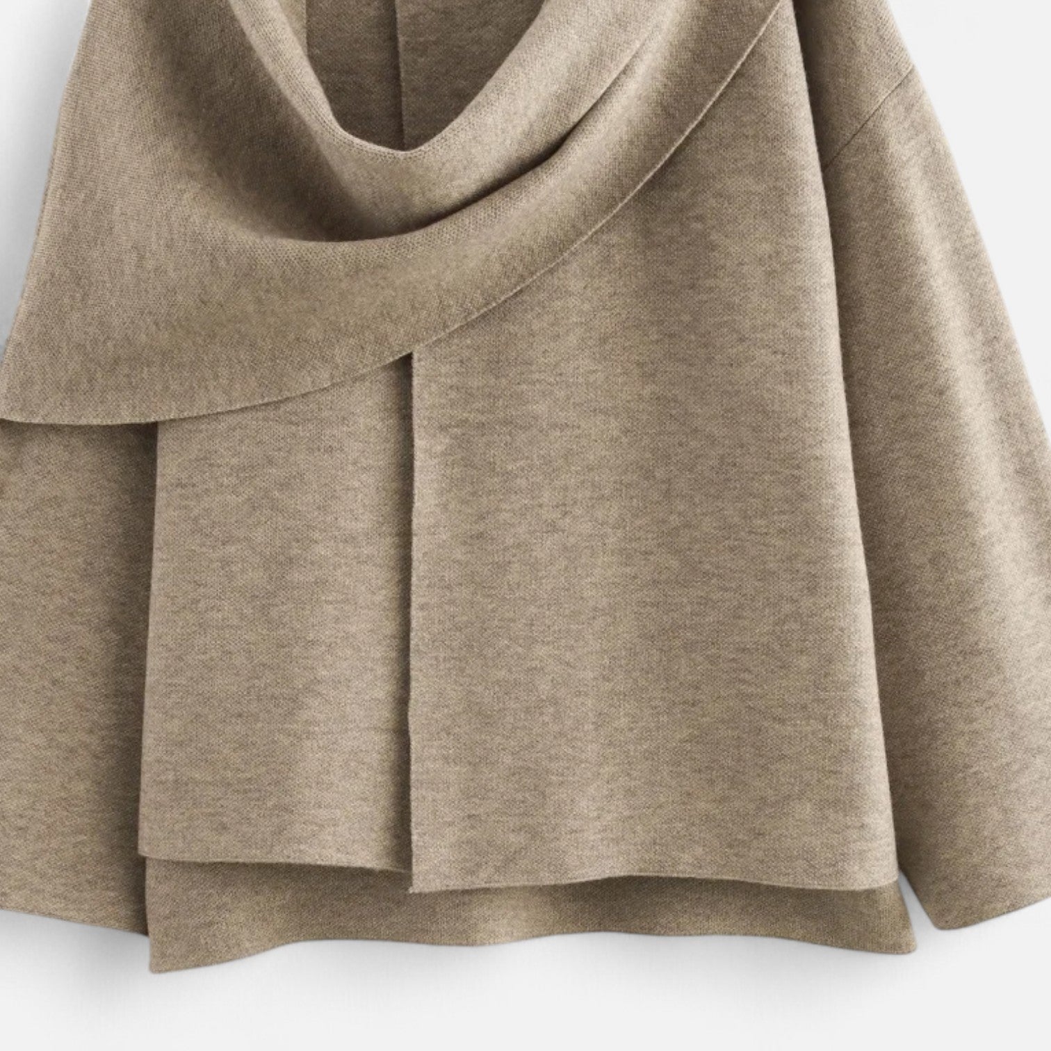 Cariova Mode | Women’s Woolen Sweater Asymmetric Scarf Detail