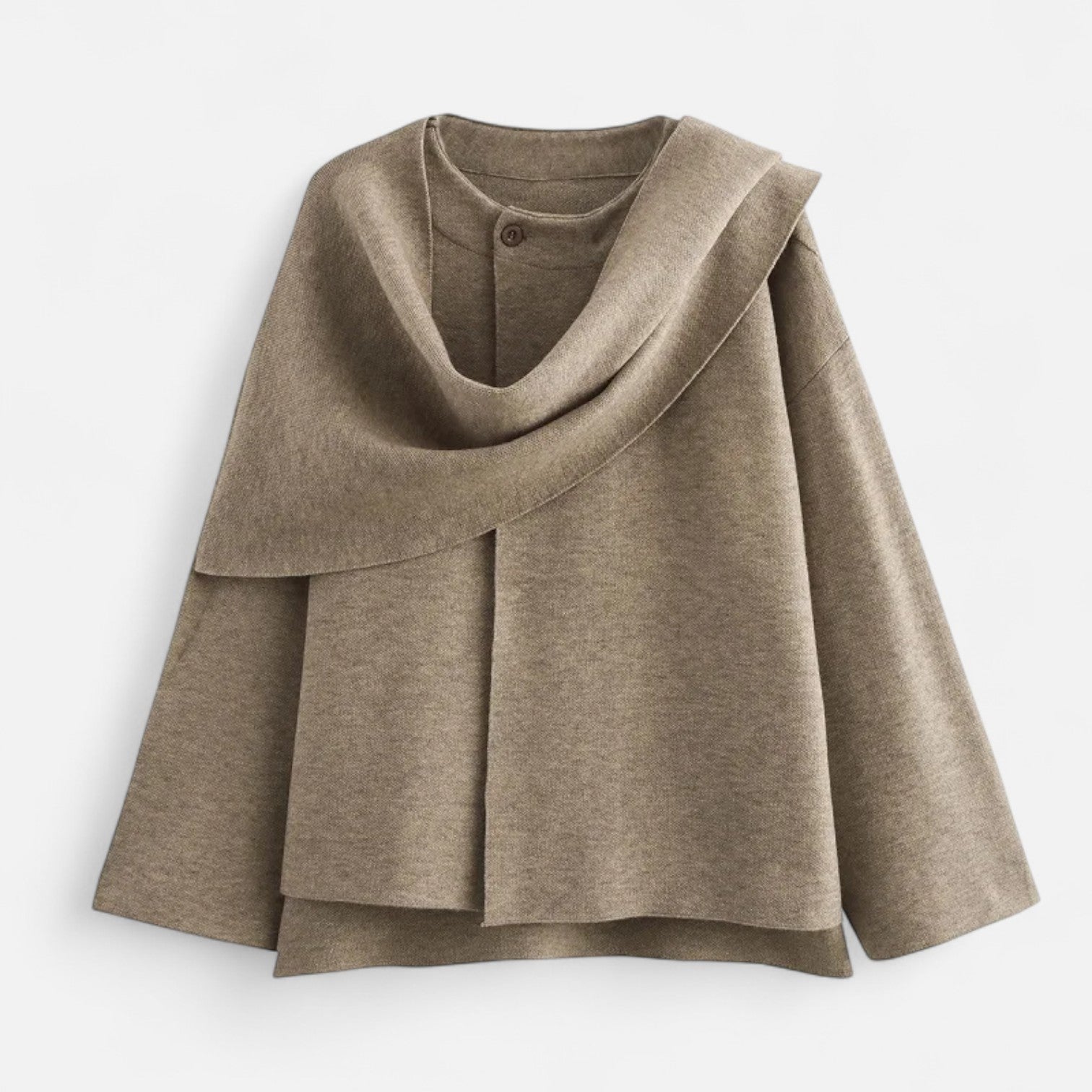 Cariova Mode | Women’s Woolen Sweater Asymmetric Scarf Detail