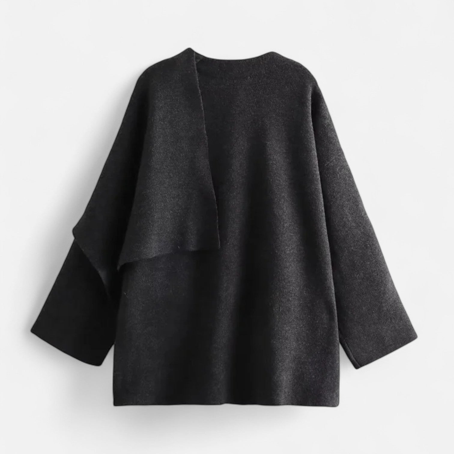 Cariova Mode | Women’s Woolen Sweater Asymmetric Scarf Detail