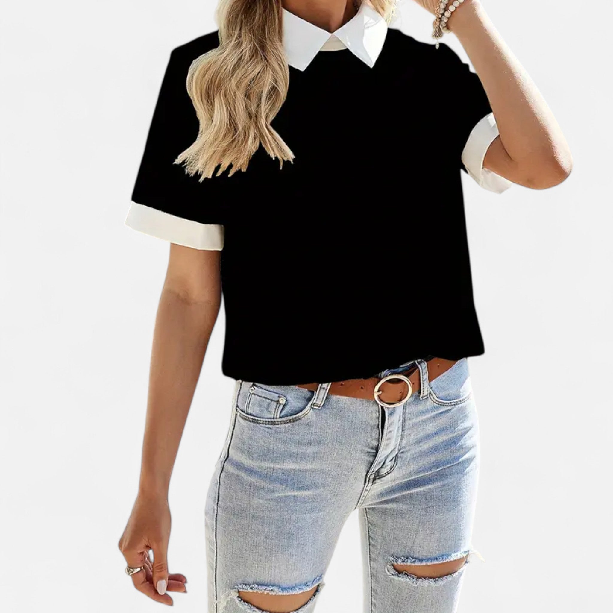 Cariova Mode | Women’s Short-Sleeve Blouse – Timeless Elegance