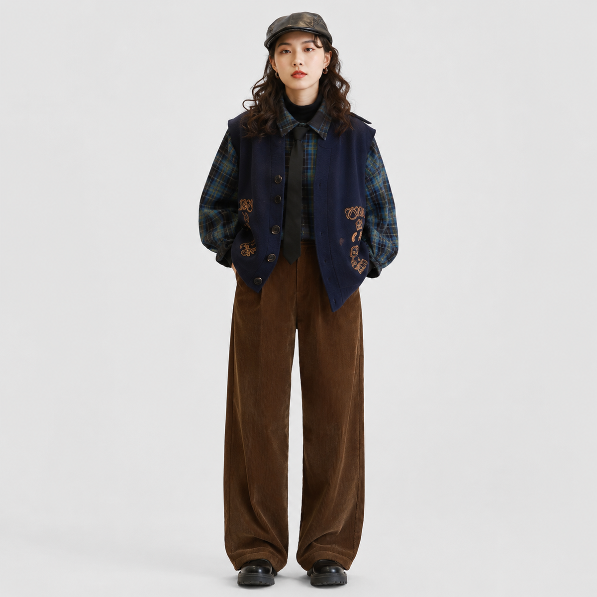 Cariova Mode I Women’s Corduroy Wide Leg Pants – High Waist Classic Fit