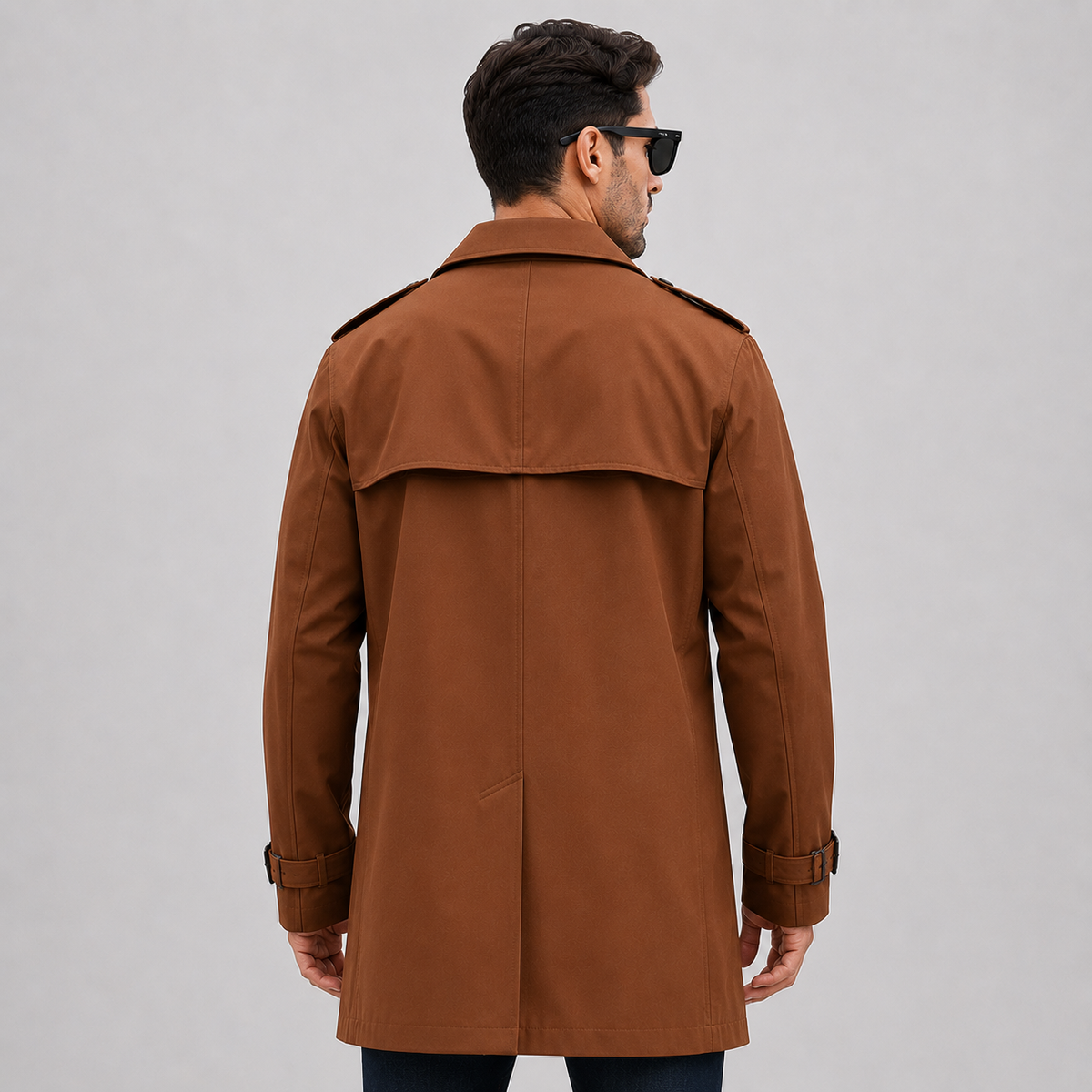 Cariova Mode I Men's Long Belted Overcoat - Classic Regular Fit