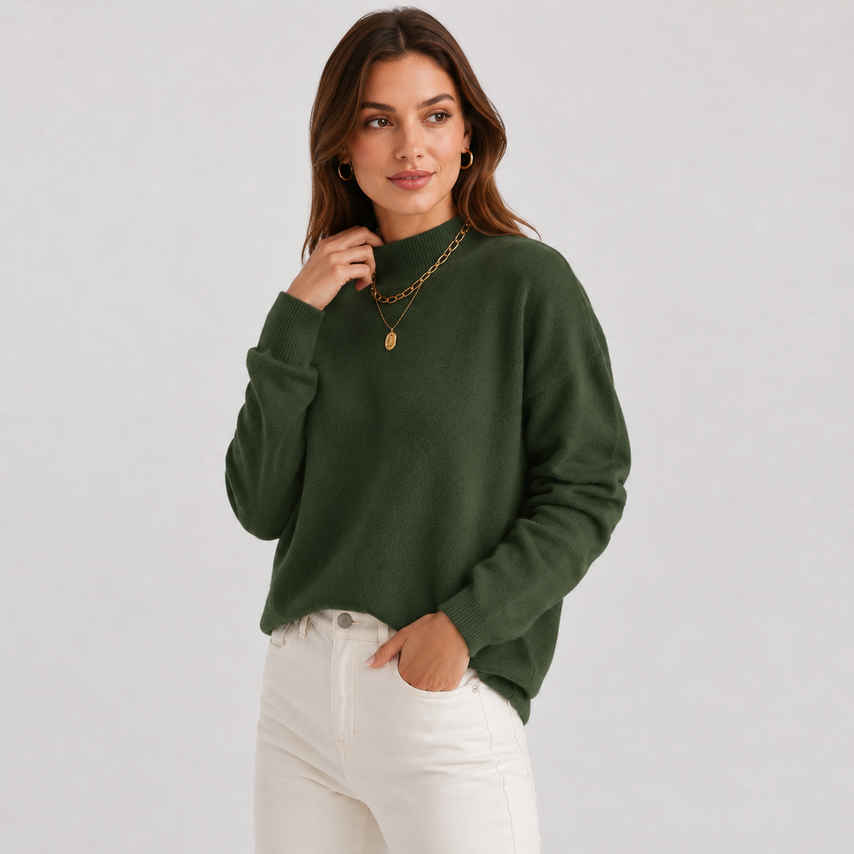 Cariova Mode I Women's Sweater – Polyester Solid Color Long Sleeve Pullover