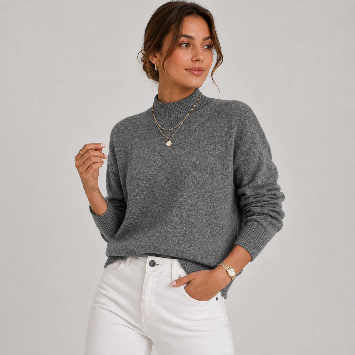 Cariova Mode I Women's Sweater – Polyester Solid Color Long Sleeve Pullover