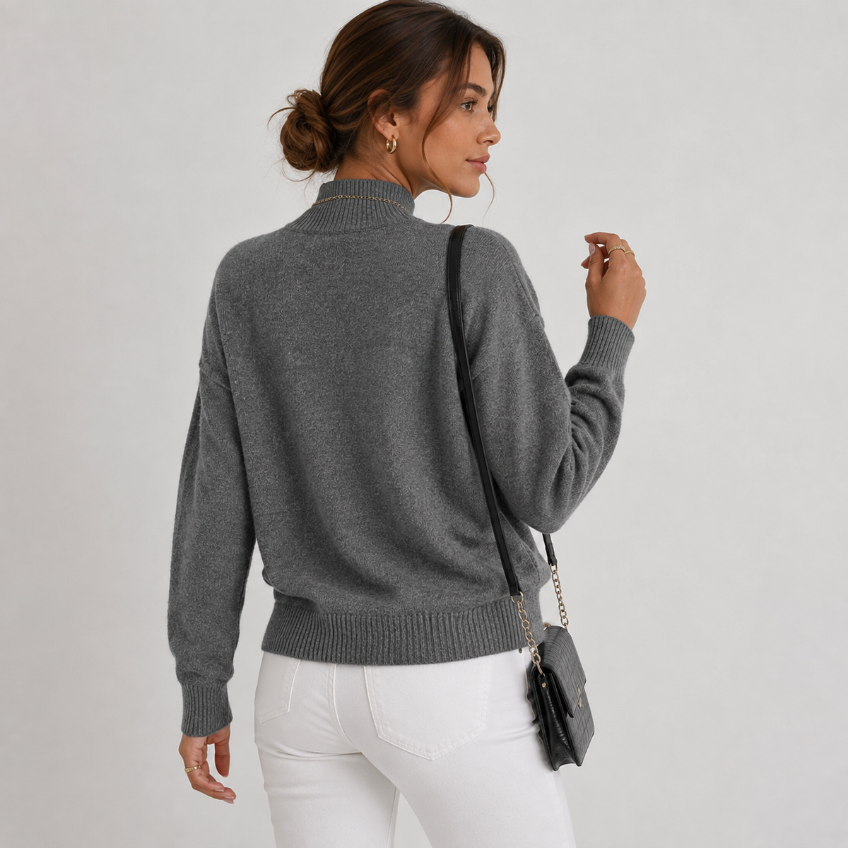 Cariova Mode I Women's Sweater – Polyester Solid Color Long Sleeve Pullover