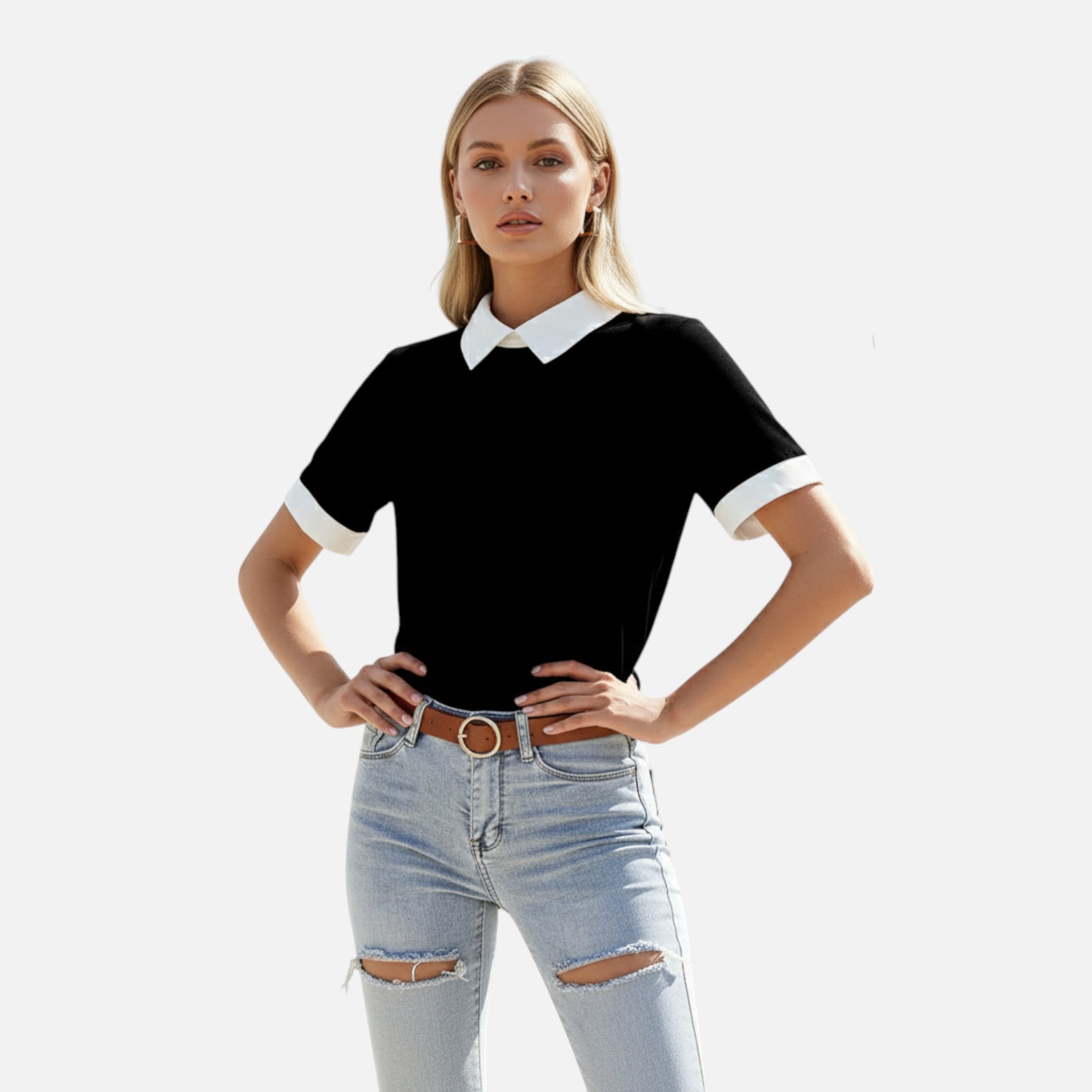 Cariova Mode | Women’s Short-Sleeve Blouse – Timeless Elegance