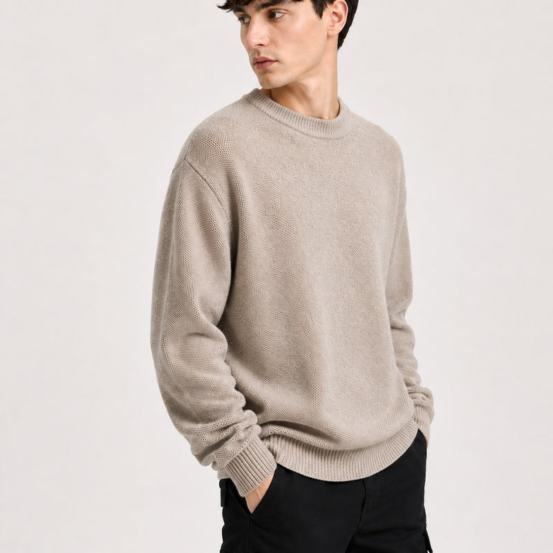 Cariova Mode I Men's Sweater Nylon Blend Warm Loose Fit Crew Neck
