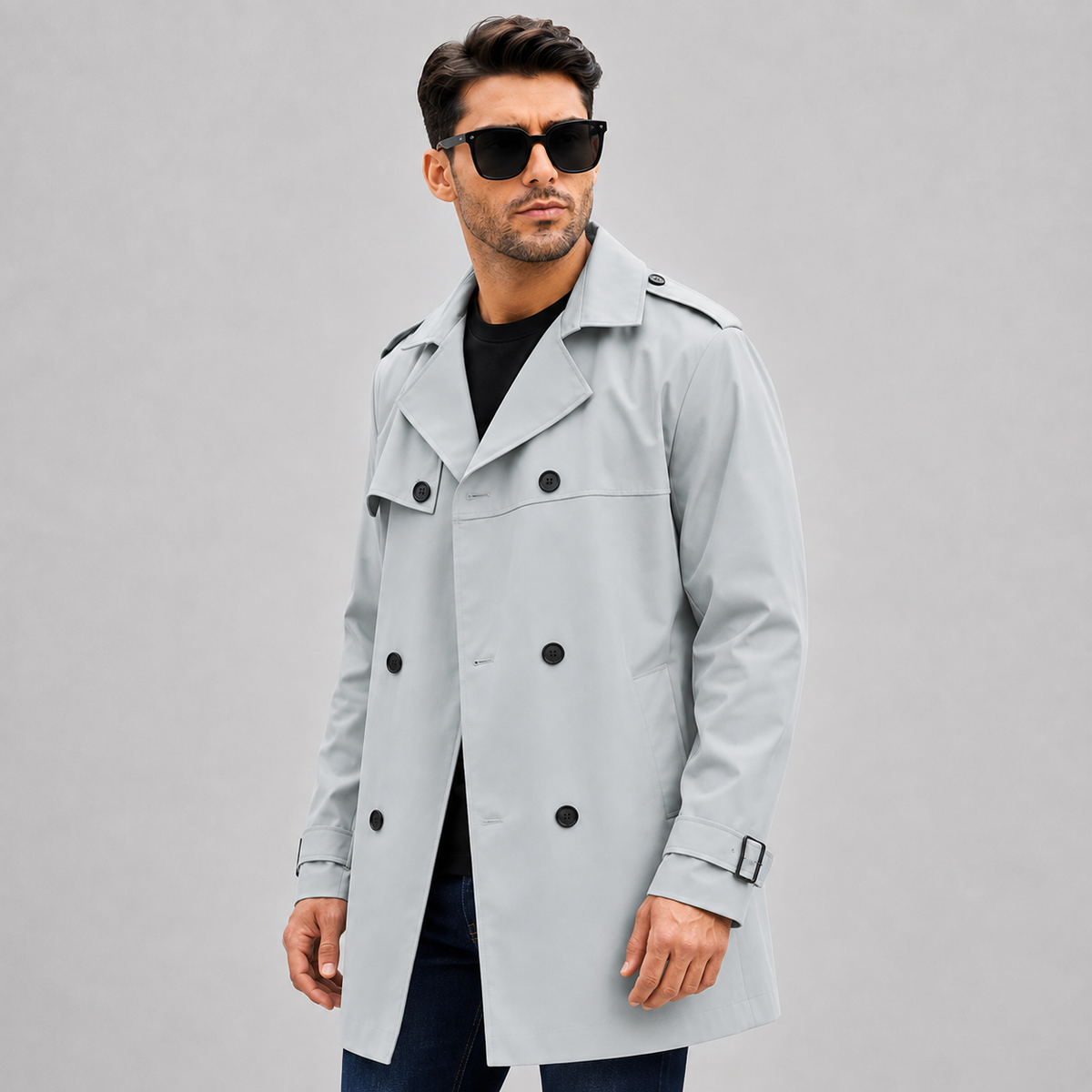 Cariova Mode I Men's Long Belted Overcoat - Classic Regular Fit