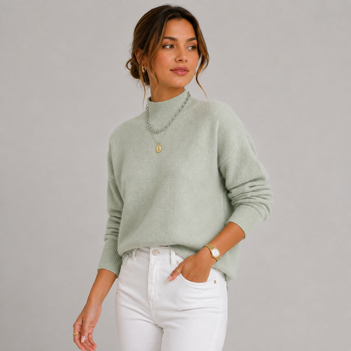 Cariova Mode I Women's Sweater – Polyester Solid Color Long Sleeve Pullover