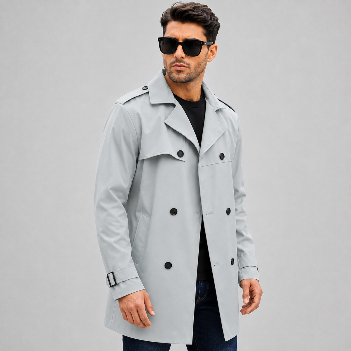 Cariova Mode I Men's Long Belted Overcoat - Classic Regular Fit