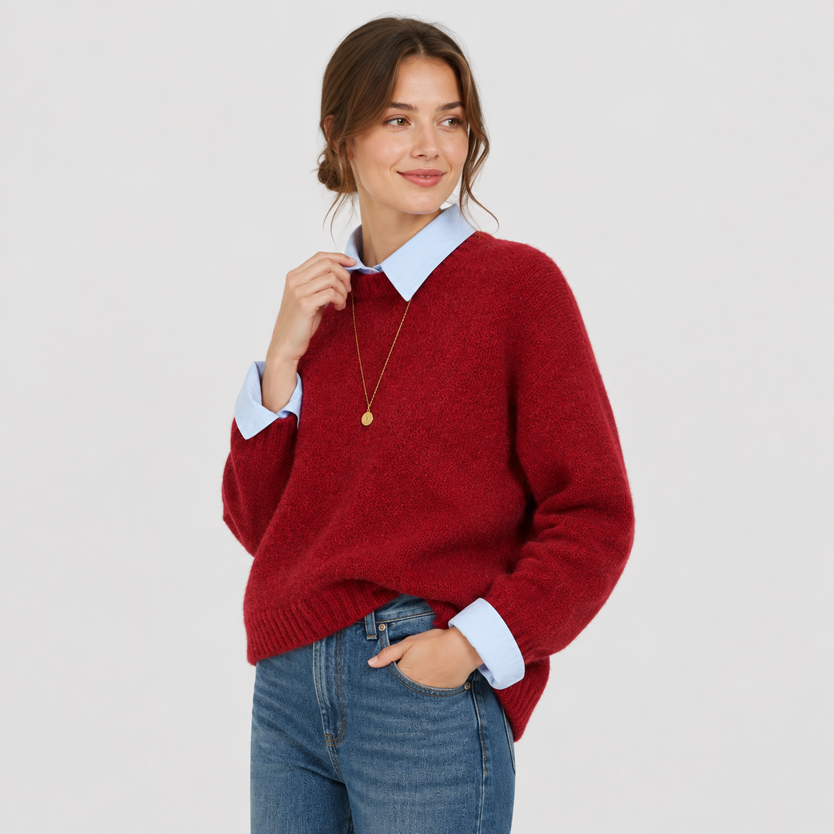 Cariova Mode I Women's Loose Fit Knit Sweater Classic Gray Pullover