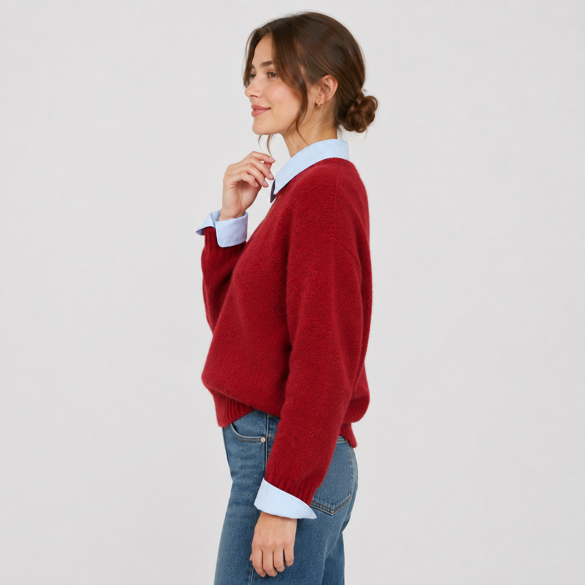 Cariova Mode I Women's Loose Fit Knit Sweater Classic Gray Pullover