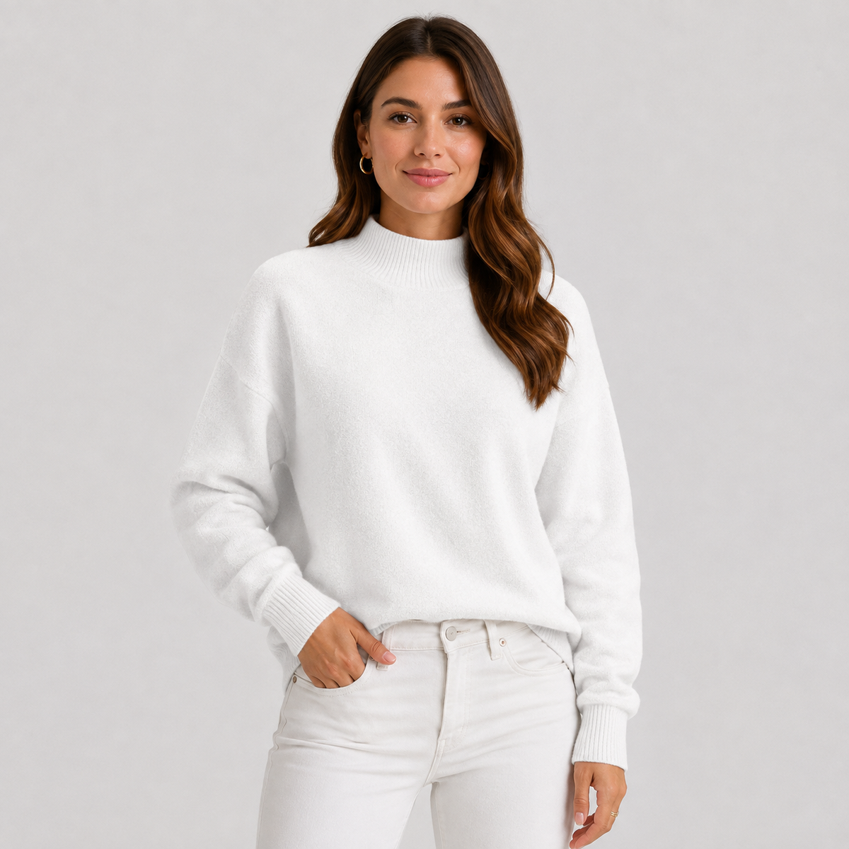 Cariova Mode I Women's Sweater – Polyester Solid Color Long Sleeve Pullover