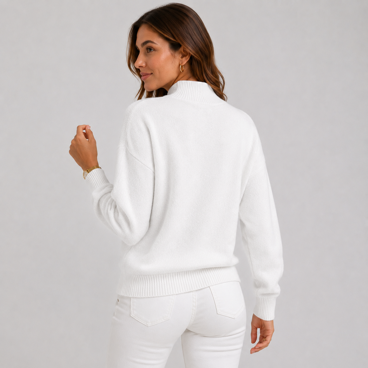 Cariova Mode I Women's Sweater – Polyester Solid Color Long Sleeve Pullover