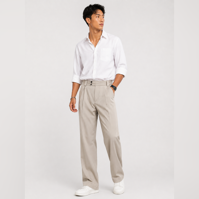 Cariova Mode I Men’s Bamboo Fiber Pants High Waist Straight Leg Cropped